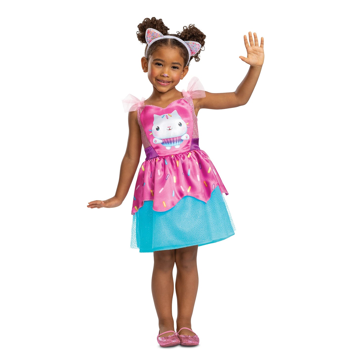 Cakey Cat Costume for Kids, Official Gabby's Dollhouse Costume and Cat Ears Headband, Toddler Size Medium (3T-4T)