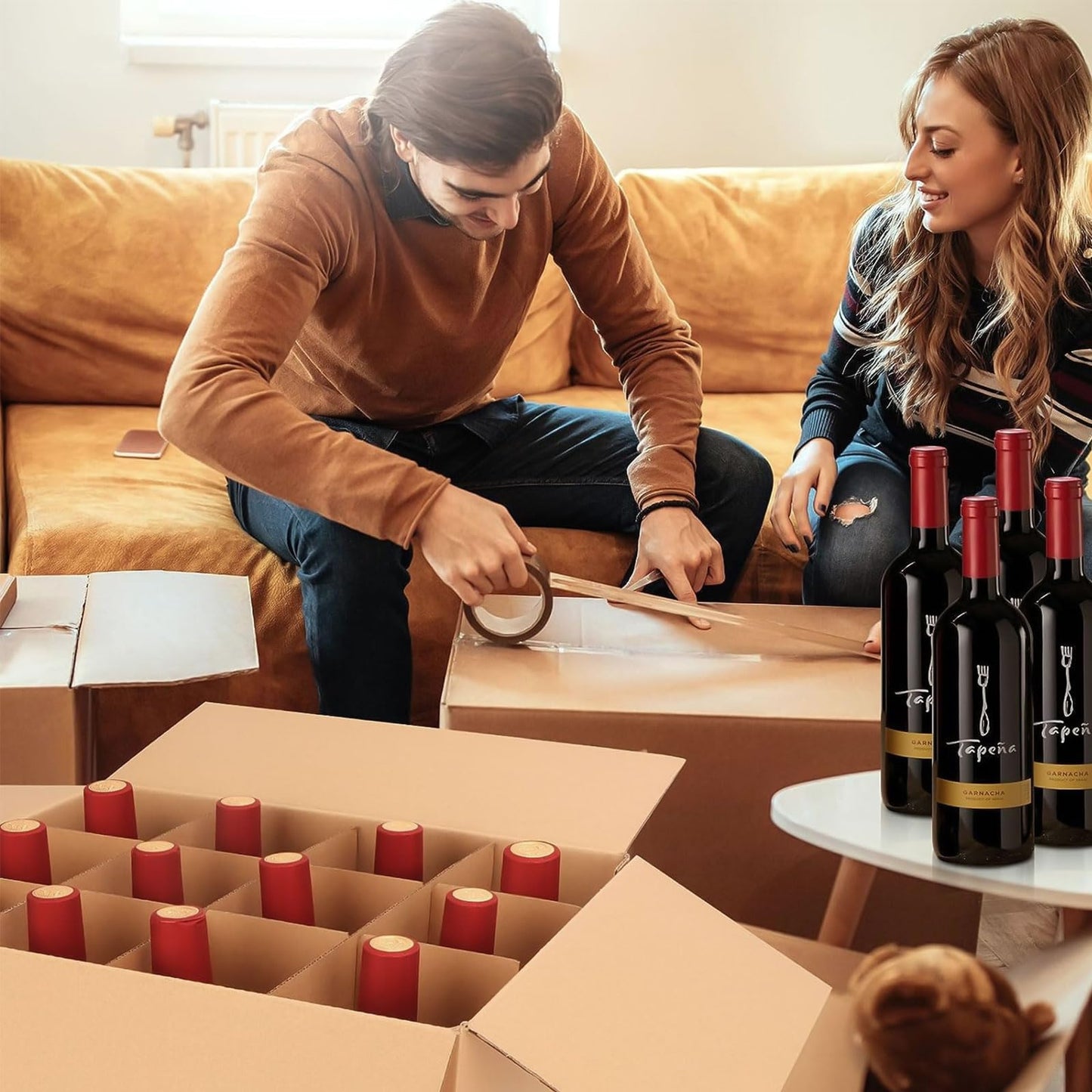4 Sets Glass Divider Kits for Moving Box,2 Sizes Cardboard Dividers With 48 Foam Pouches Fits in 16 x 12 x 12 Inch Box,Glass Packing Kit for Dish Wine Glassware Moving(Boxes Not Included)