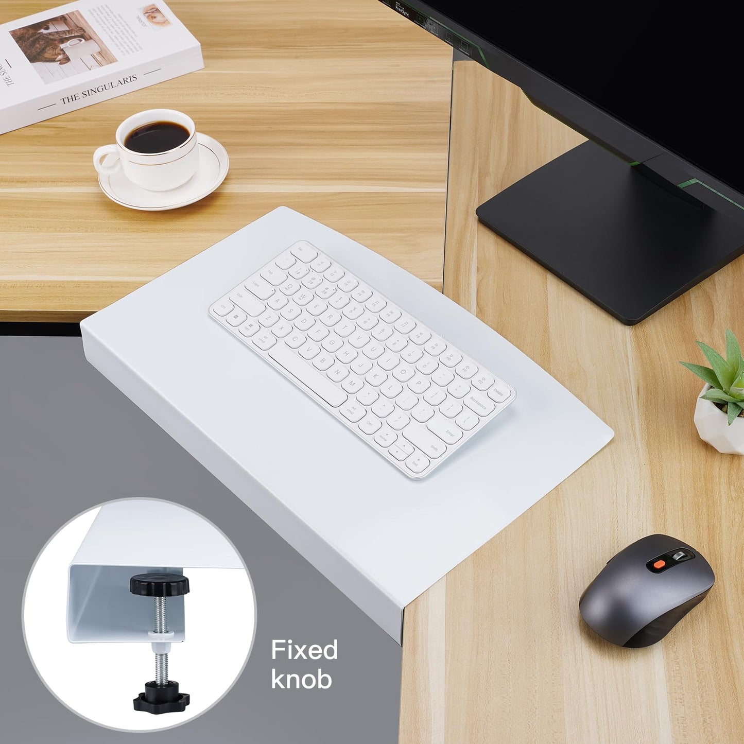 YuPinDiZu 17 inch Corner Desk Connector Platform for Mounting Under-Desk Keyboard Trays on L-Shaped Workstations,Platform Extender Attachment (White)