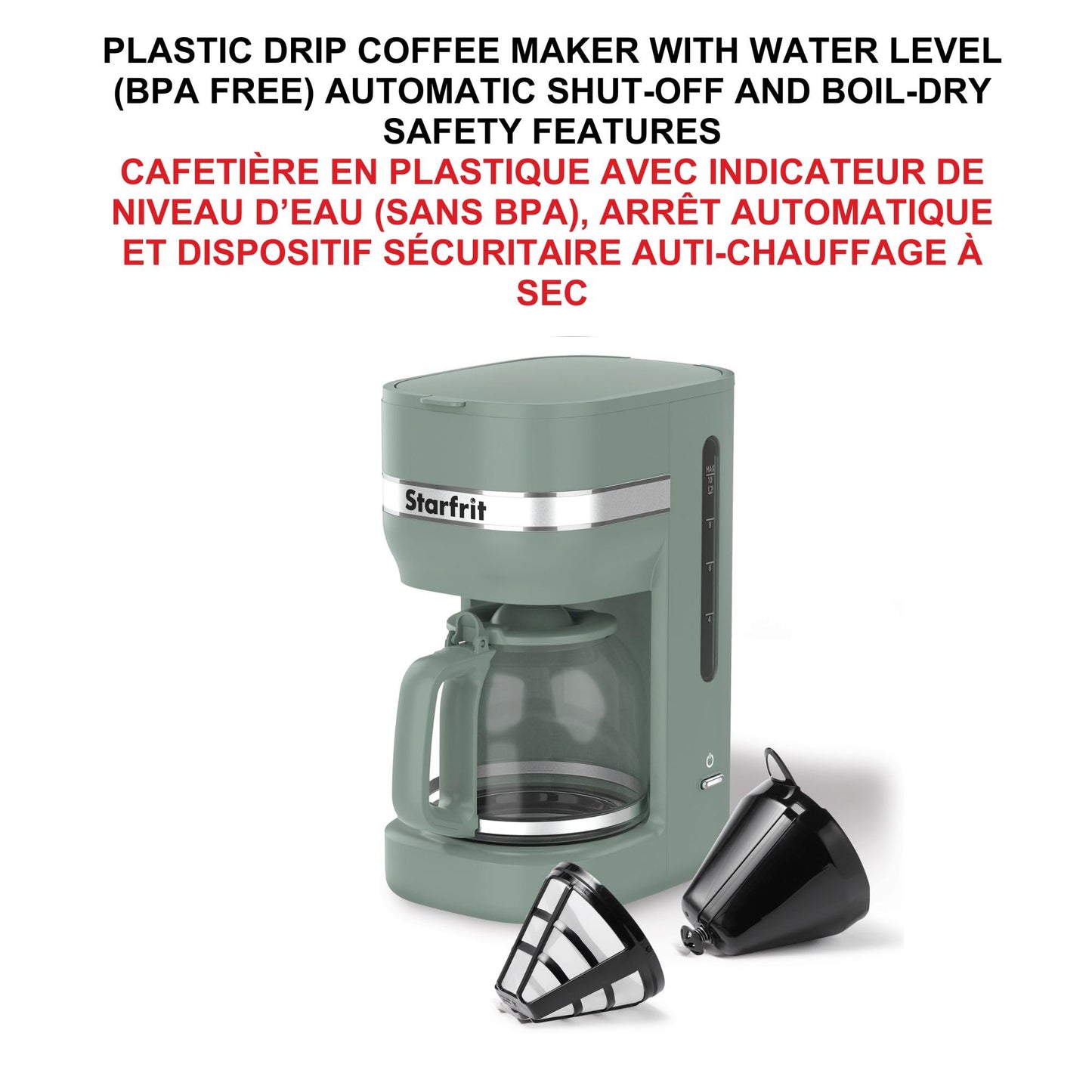 Starfrit 10-Cup Coffee Maker – Keep Warm Function – Reusable Filter Basket – Easy to clean – 900W – Sage