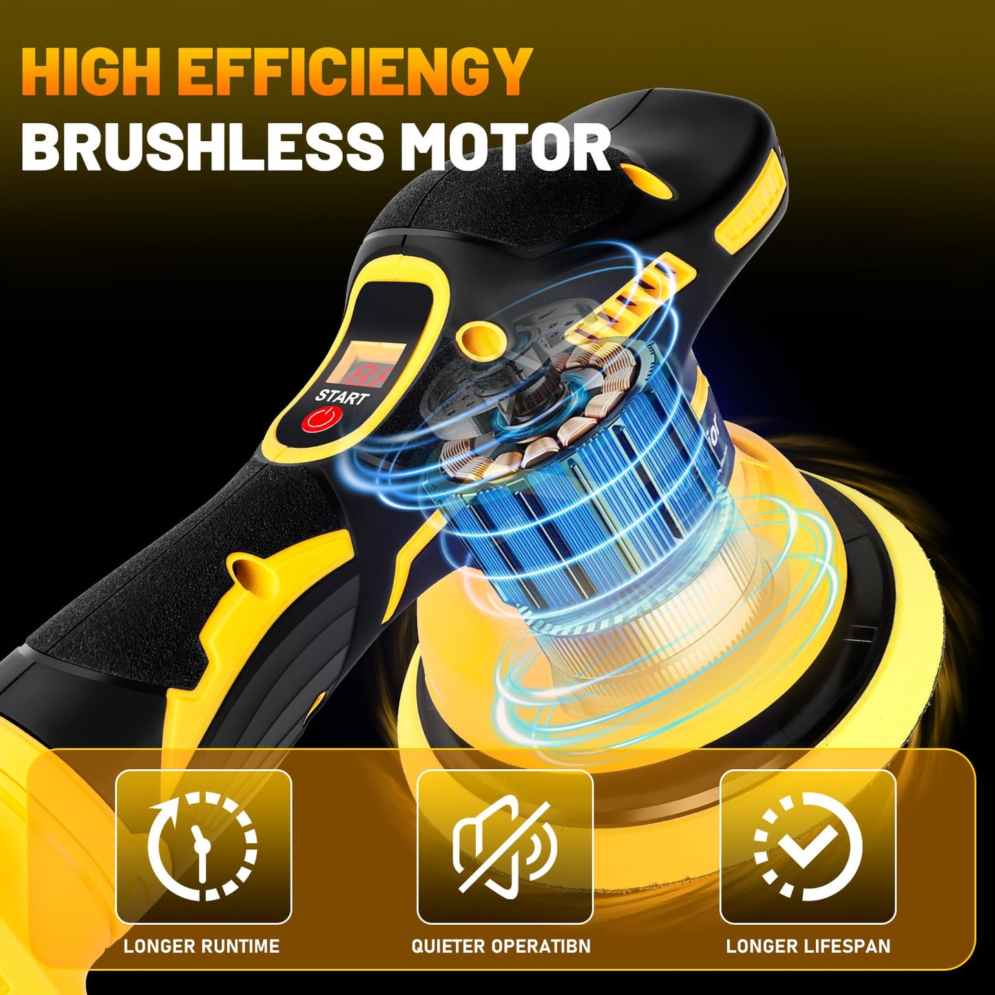 Cordless Car Buffer Polisher for Dewalt 20V Battery, 6 Variable Speed Car Buffer Polisher, Up to 5500RPM, Polishers Buffers for Car Detailing/Polishing/Waxing(Battery Not Included)