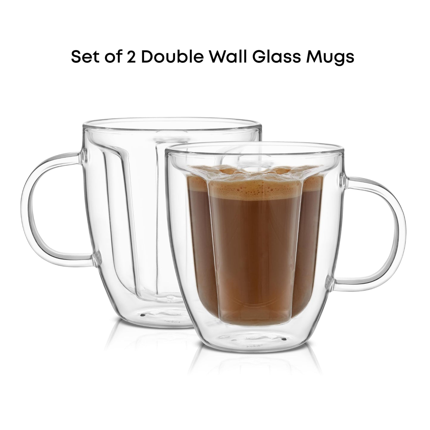 JoyJolt Disney Mickey Mouse 3D Glass Cups Set of 2, 10oz Insulated Double Wall Glass Coffee Cups with 3D Design, Insulated Disney Coffee Cup Set, Unique Mugs Also for Espresso