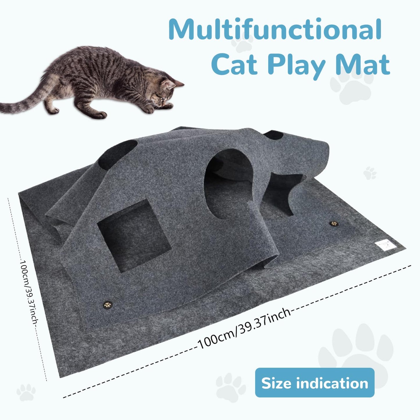 Cat Activity Play Mat Collapsible Pet Rug Training Scratching Grooming Bed Mat
