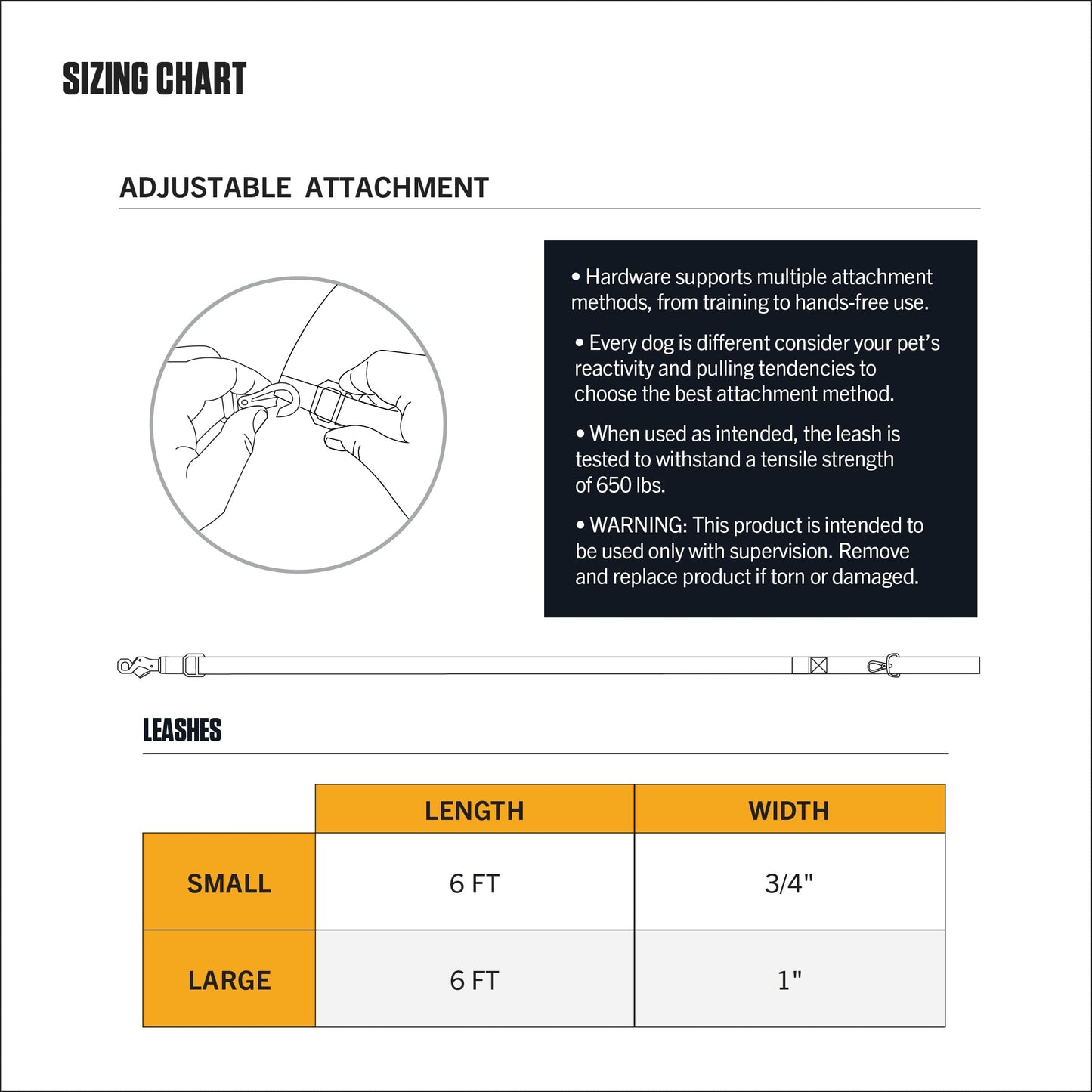 Carhartt Tradesman Leash | Black | 6'x1 | Large