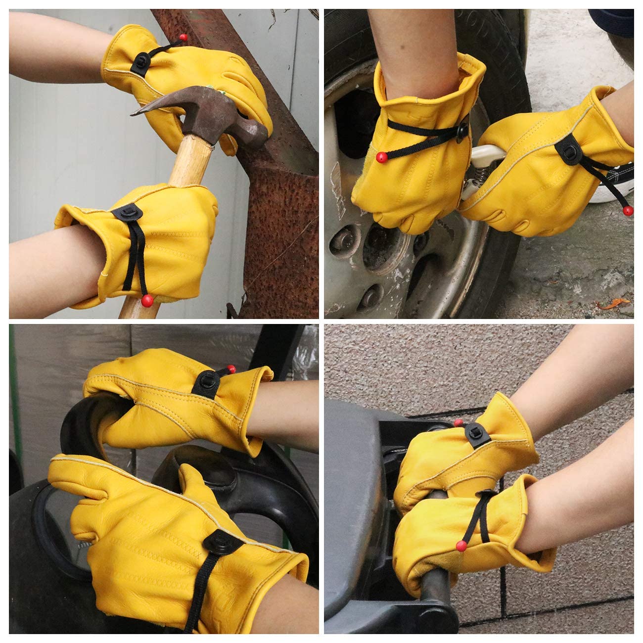 HLDD HANDLANDY 2 Pairs Leather Work Gloves for Men & Women, Rigger Gloves for Driver, Construction, Yardwork, Gardening