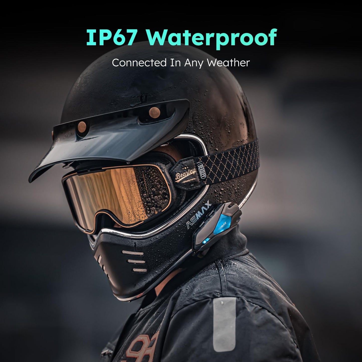 ASMAX Z1 Spaceship-Shaped Motorcycle Intercom - 3-Mode Communication for 10 Riders, Dual-Chip Audio Multitasking/Offline Voice & App Control Bluetooth Helmet Headset with HiFi Speakers(1 Pack)