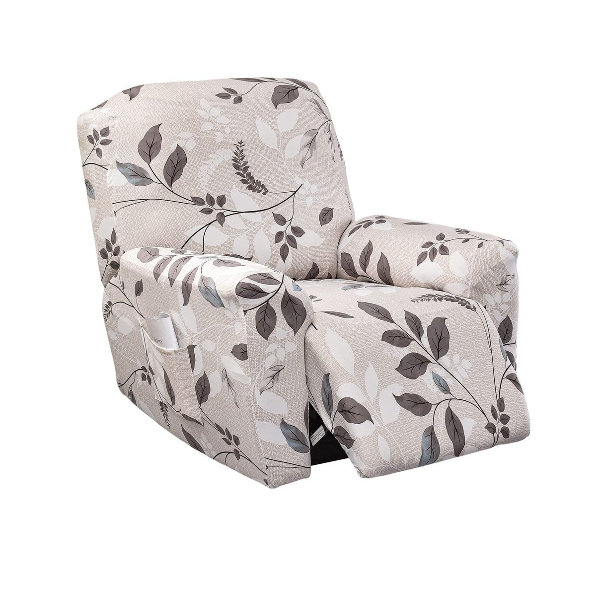 CRFATOP Floral Printed Recliner Cover with Pockets Single Reclining Slipcover 4-Pieces Lazy Boy Recliner Armchair Cover with Elastic Bottom for Recliner Furniture Protector for Kid Pet,A01