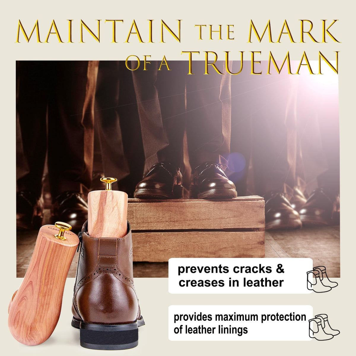 Cedar Space Wooden Boot Stretcher Tree, 8-14 Sizes Cedar Wood Shoe Trees, 100% Natural Shoe Stretcher for Men, Women, Boots, CS-BT-001