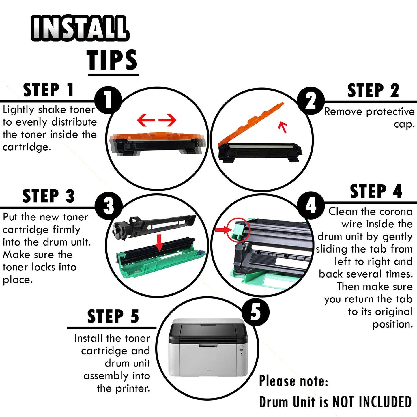 2 Inkfirst Inkfirst Toner Cartridge TN-1030 TN-1060 (TN1030 TN1060) Compatible Remanufactured for Brother TN-1030 TN-1060 Black HL-1112 HL-1212W DCP-1512 DCP-1612W