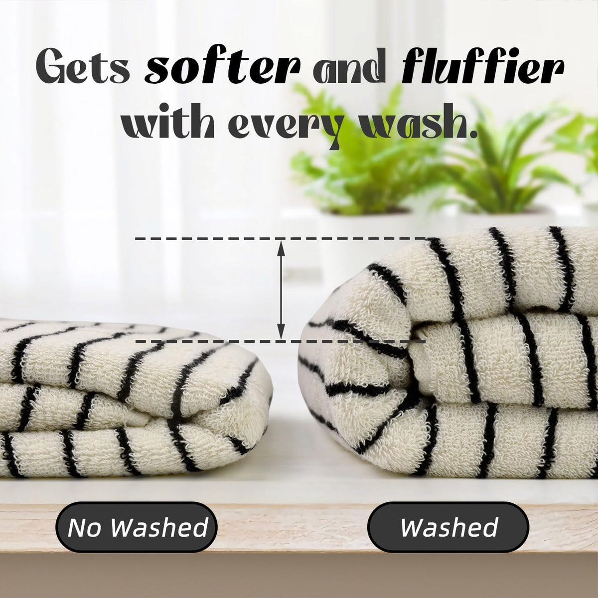 Aoipend Black and White Striped Bath Towels Set of 2, Lighter & Quick Dry Towels Large 27.5 x 55 inches, Farmhouse for Bathroom, Pool, Shower