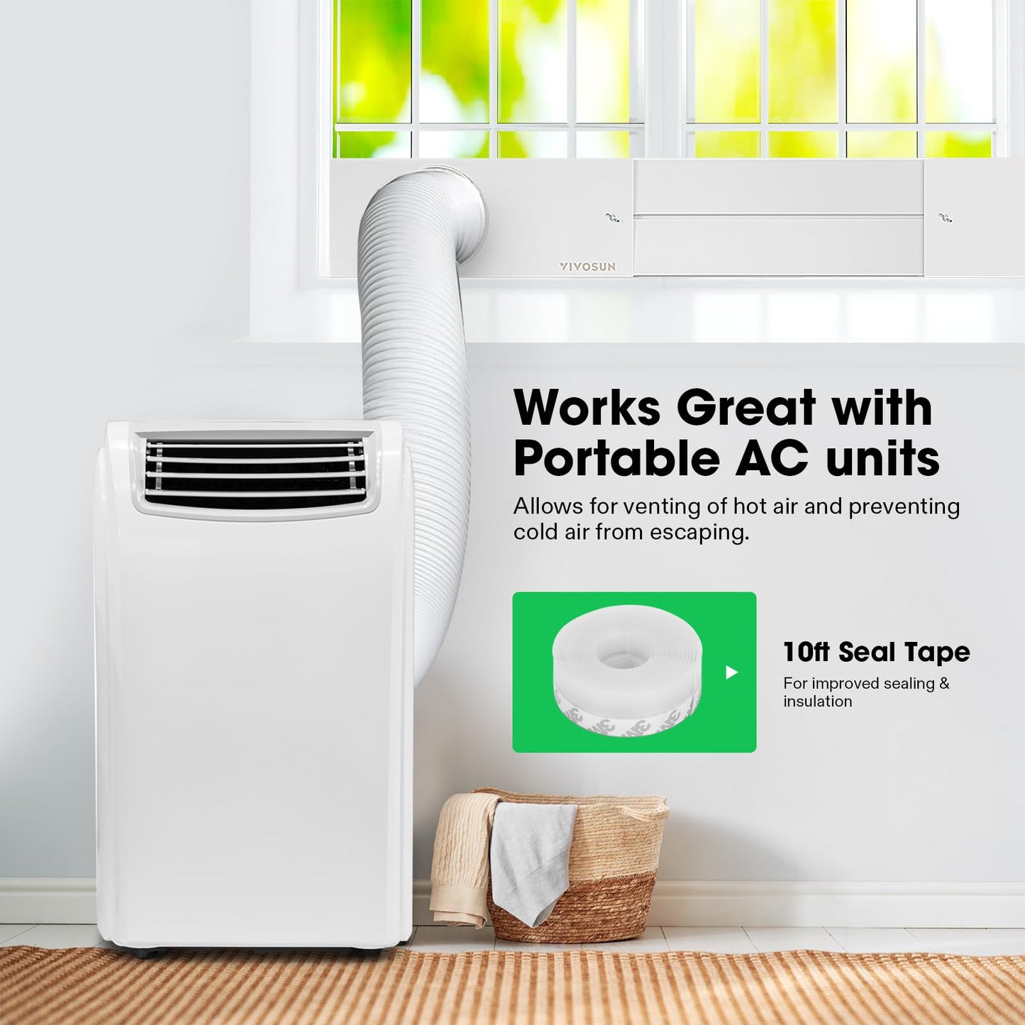 VIVOSUN Window Duct Kit, Portable AC Window Seal, Fit with 4"/6" Ducting for Sliding Window, Adjustable AC Vent Kit for Duct Fans, Air Conditioner, Dryer