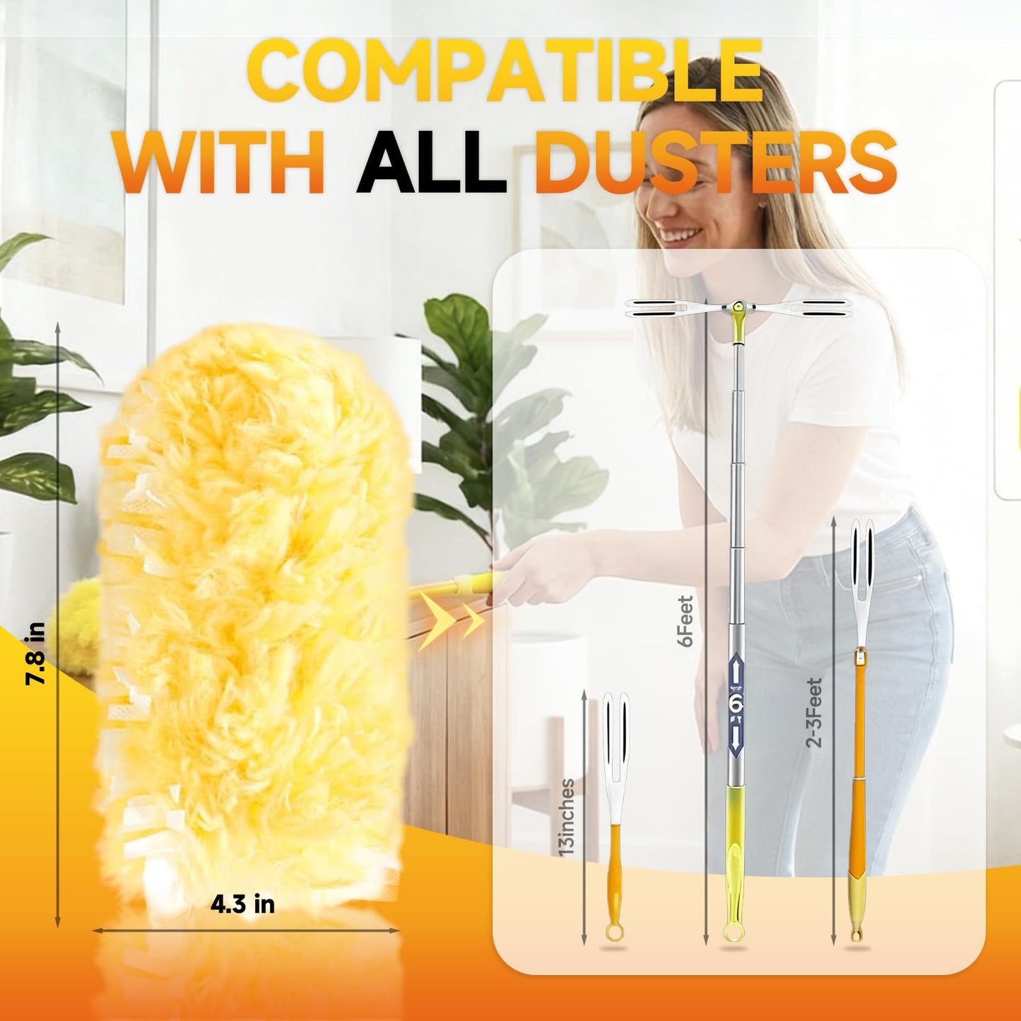 50 Count 360° Heavy Duty Duster Refills Compatible with Swiffer, Larger Size-Extra Thick Electrostatic Disposable dusters Refill for Electronics, Furniture, Blinds, Ceiling Fans, Unscented
