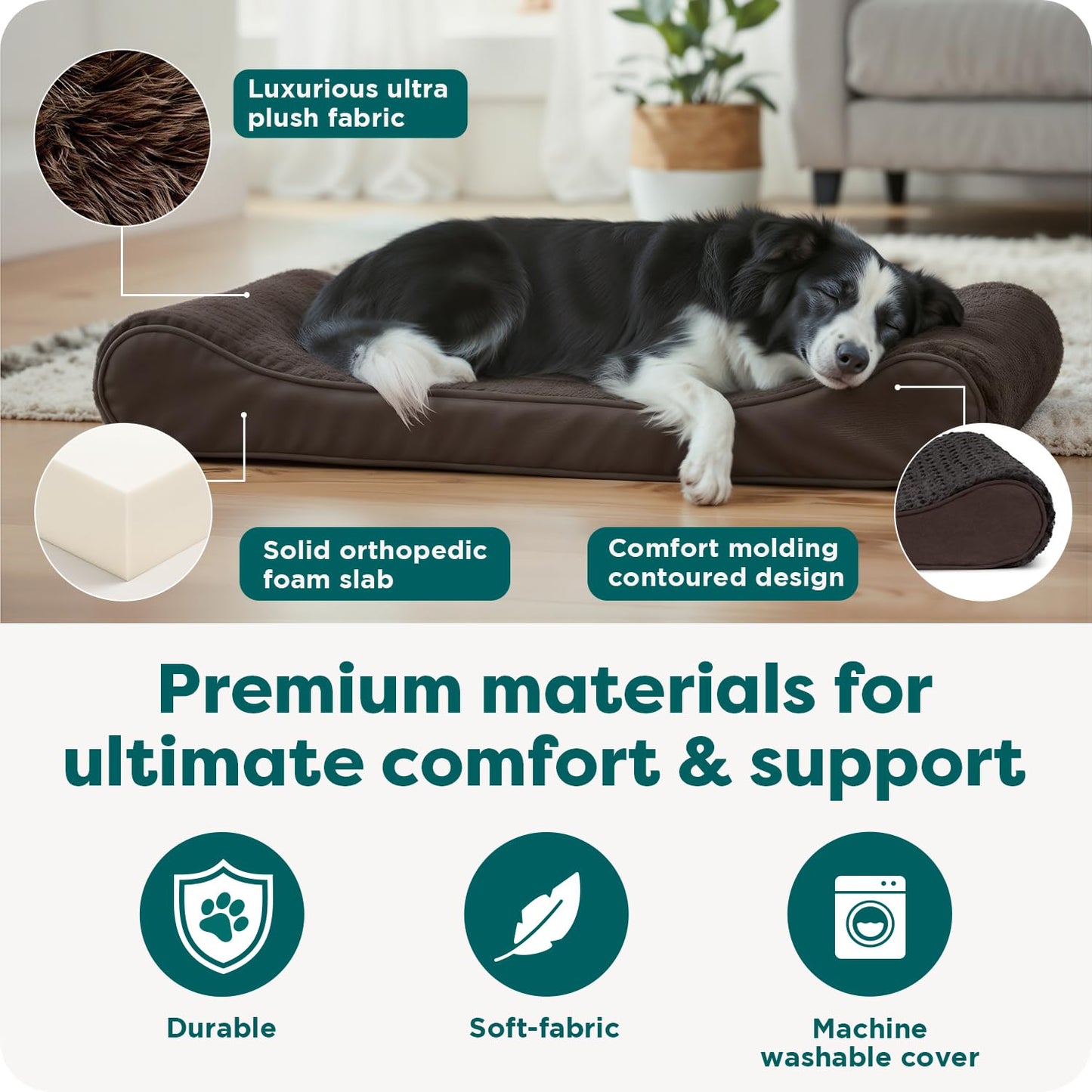Furhaven Pet Dog Bed - Orthopedic Ultra Plush Faux Fur Ergonomic Luxe Lounger Cradle Mattress Contour Pet Bed w/Removable Cover for Dogs & Cats, Chocolate, Large, Plush Chocolate, 3. Large (31435085)