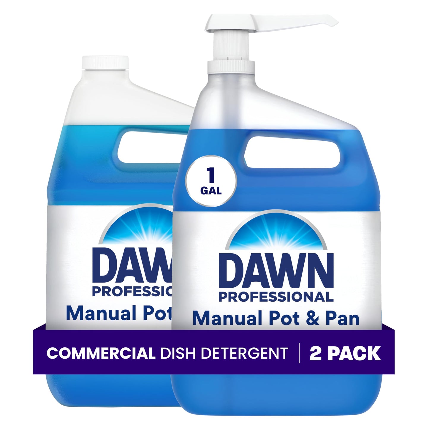 Dawn Professional Manual Pot and Pan Detergent, Bulk Liquid Dish Soap For Commercial Kitchens, For Everyday Grease in 3-Comp Sinks, 2 count (3.78 L Each) with 1 Pump