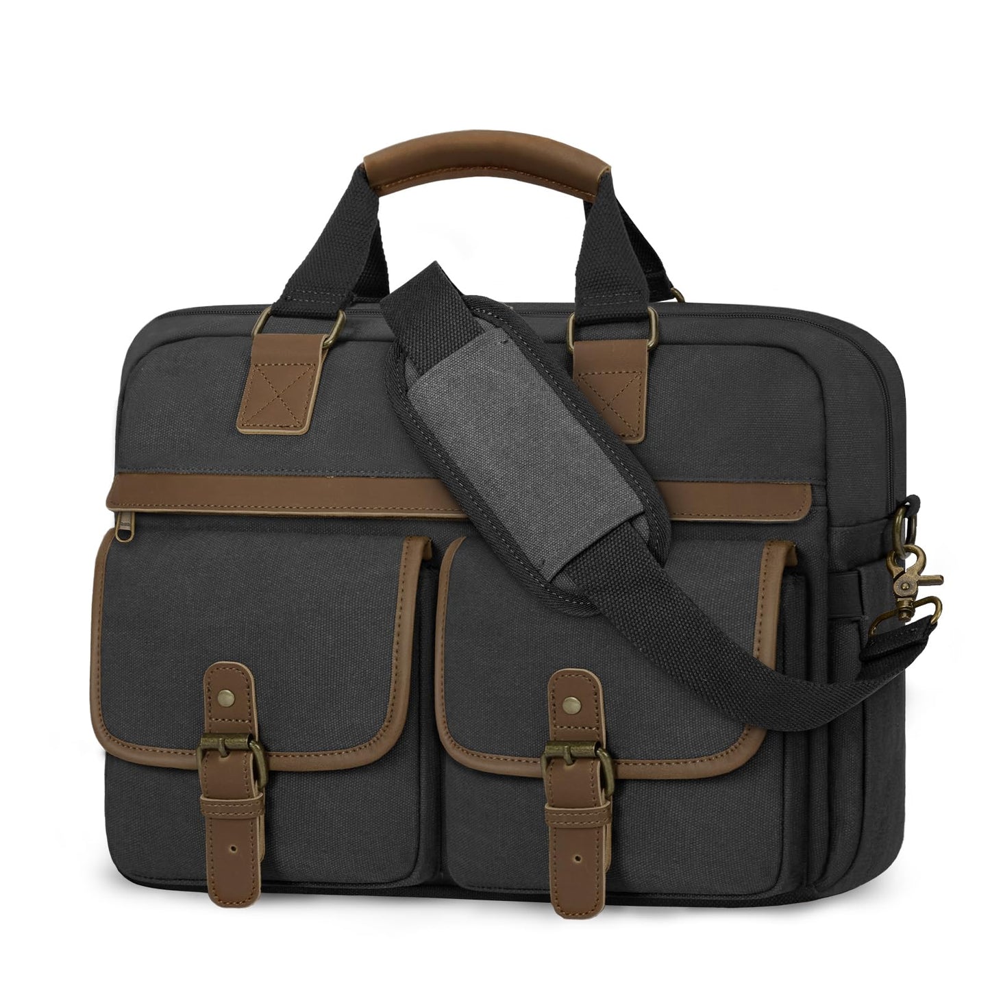 RAINSMORE Messenger Bag for Men 15.6 Inch Laptop Briefcase, Waterproof Canvas Computer Satchel Large Capacity Crossbody Shoulder Bag for Business Travel Office College