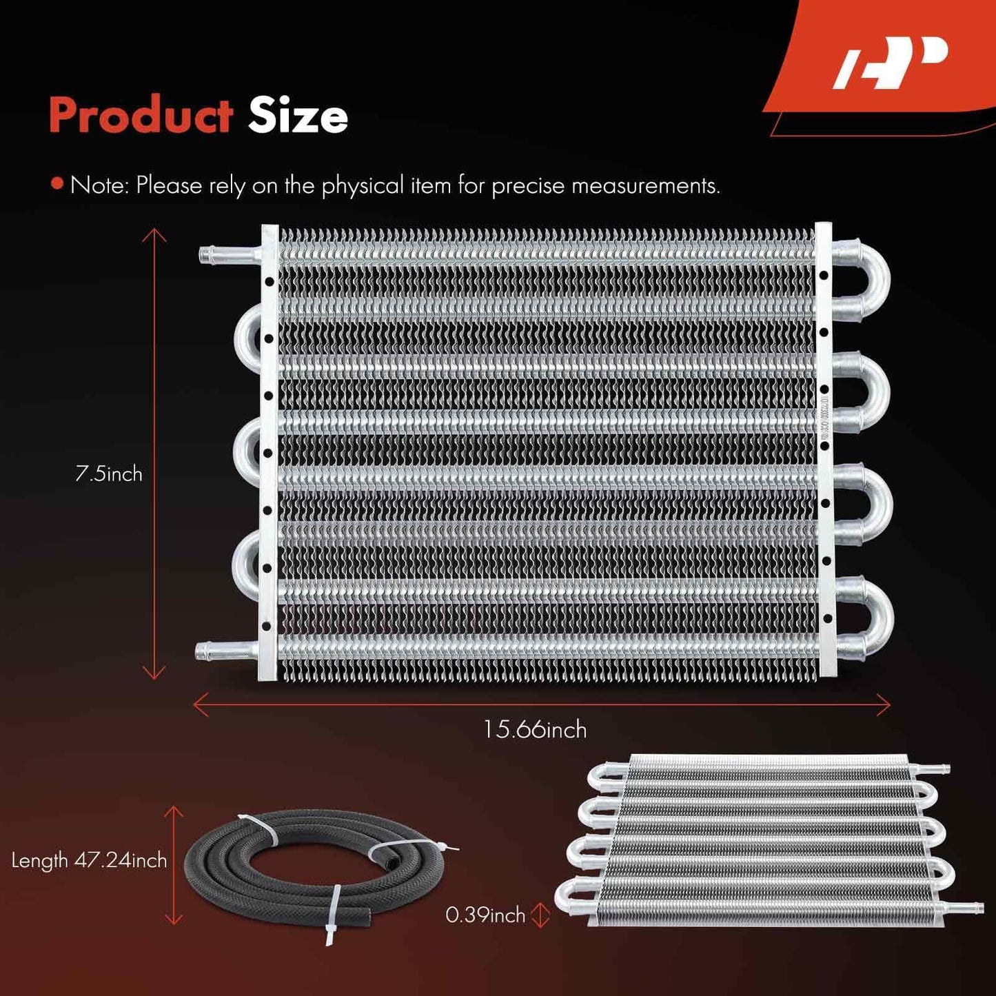 A-Premium Transmission Oil Cooler, Universal Aluminium 8 Pass Tube and Fin, Oil Cooler Kit with Hose Mounting Kit