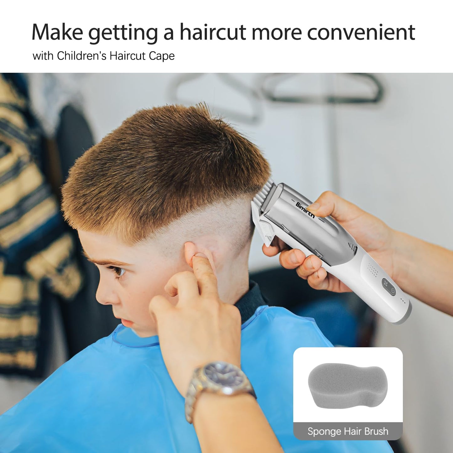 Bimirth Baby Hair Clipper, Silent Hair Clippers for Children, Quiet Kids Hair Trimmer, Cordless Toddler Haircut Machine in Bag for Easy Storage, USB Rechargeable, Waterproof, 3 Guide Combs (Vacuum)