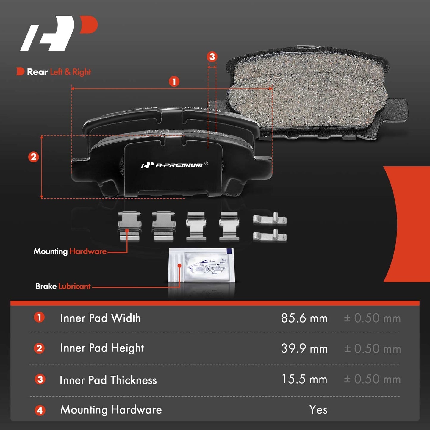 A-Premium Rear Ceramic Disc Brake Pads Set Compatible with Select Mitsubishi, Chrysler, Dodge and Jeep Models - Compass, Patriot, Outlander, Avenger, Caliber, 200, Sebring, Lancer