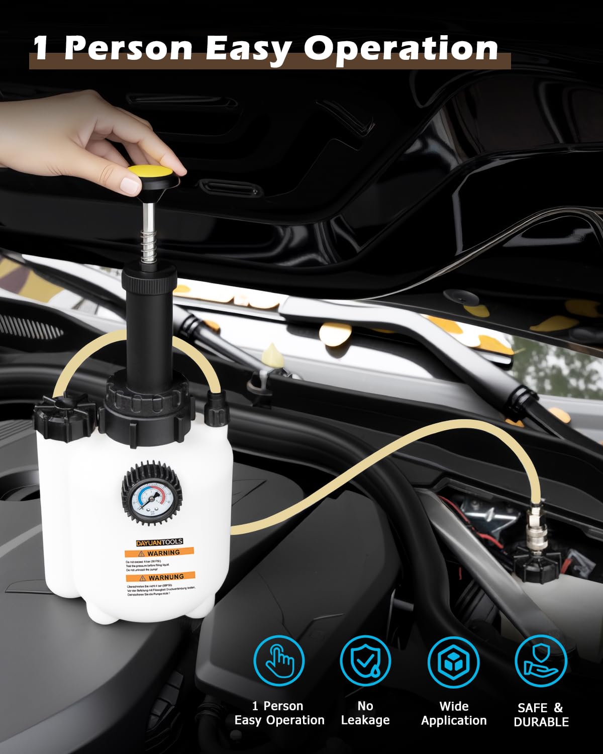 DAYUAN 3L Hand Manual Brake Fluid Bleeder Set,One Man Brake Bleeding Pump Kit Compatible with Most European Models