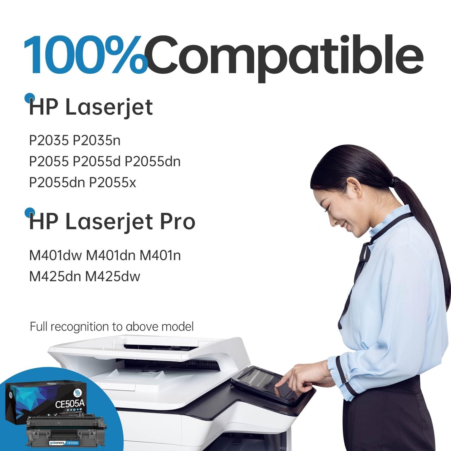 Gotoners CE505A Toner Compatible with HP 05A CF280A Cartridge for P2035 P2035n P2055dn P2055 P2055d P2055dn P2055x (2 x Black)