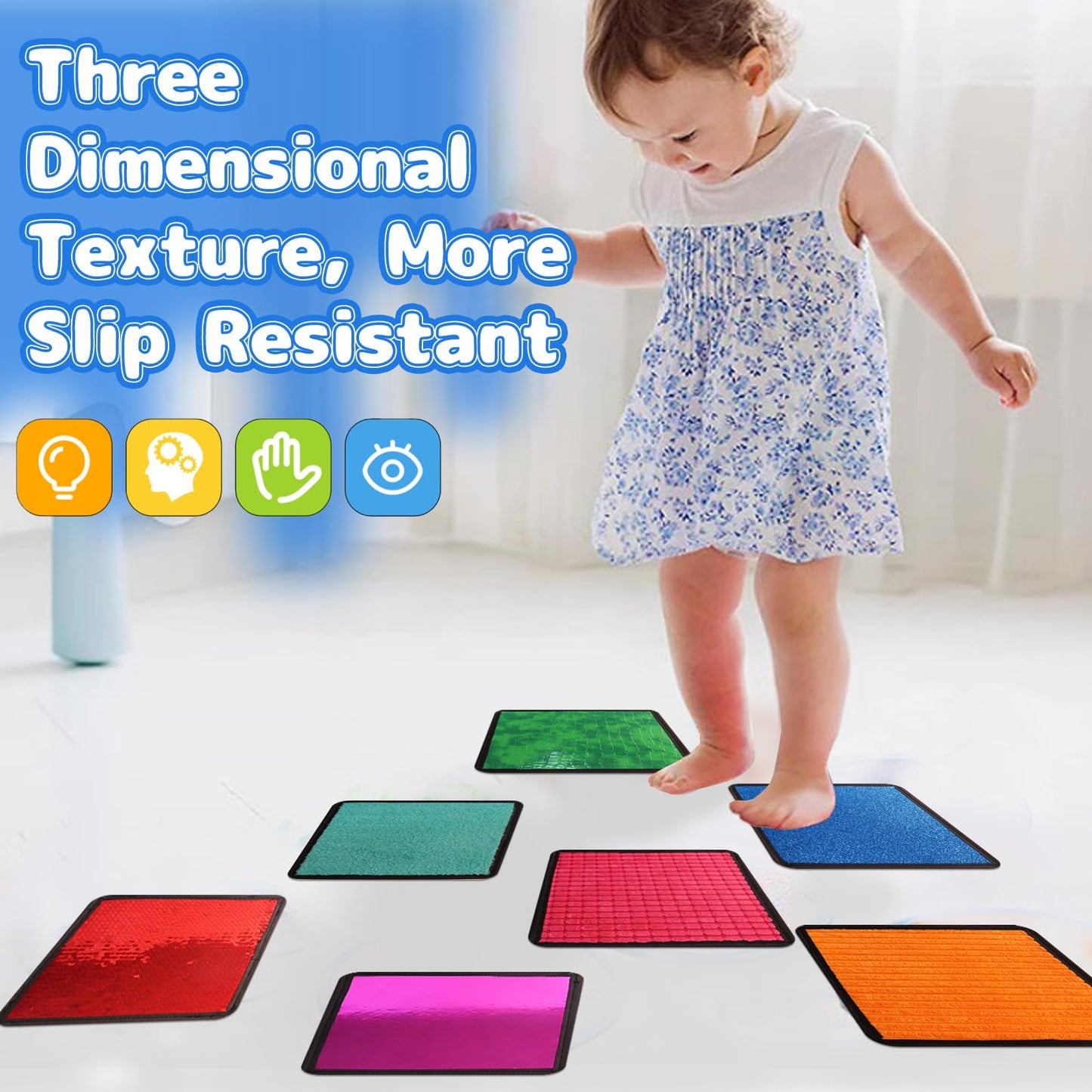 Sensory Mats for Autistic Children, 16 PCS Sensory Tiles for Kids, Sensory Wall for Toddlers, Sensory Toys for Autism Classroom, Special Education Sped Classroom Must Haves