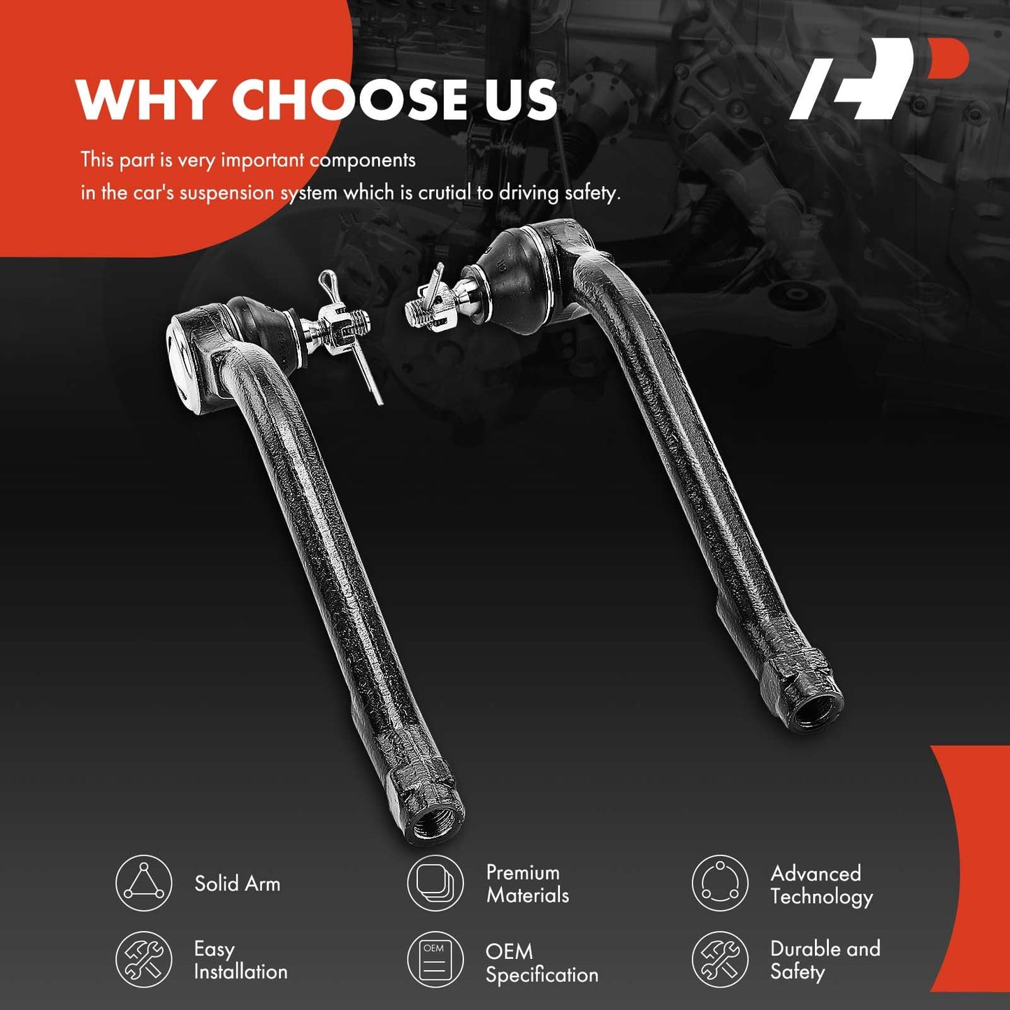 A-Premium 2 x Front Outer Tie Rod Ends, Compatible with Hyundai Elantra 2007-2012, Kia Forte 2010-2013, Forte5 2012-2013