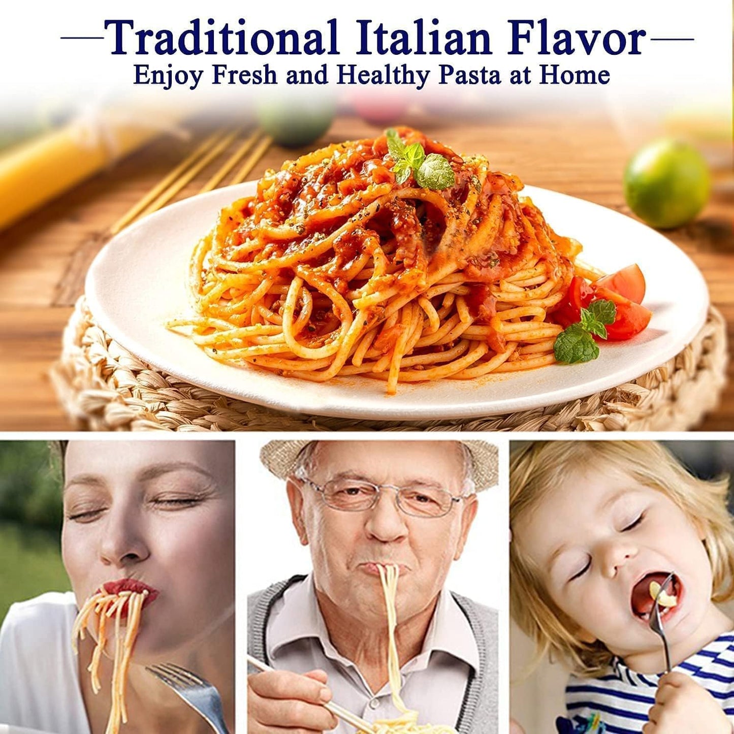 Pasta Maker, 150 Roller Pasta Machine, 7 Adjustable Thickness Settings Noodles Roller with 2-in-1 Noodles Maker with Rollers and Cutter, Perfect for Spaghetti,Fettuccini, Lasagna or Dumpling Skins