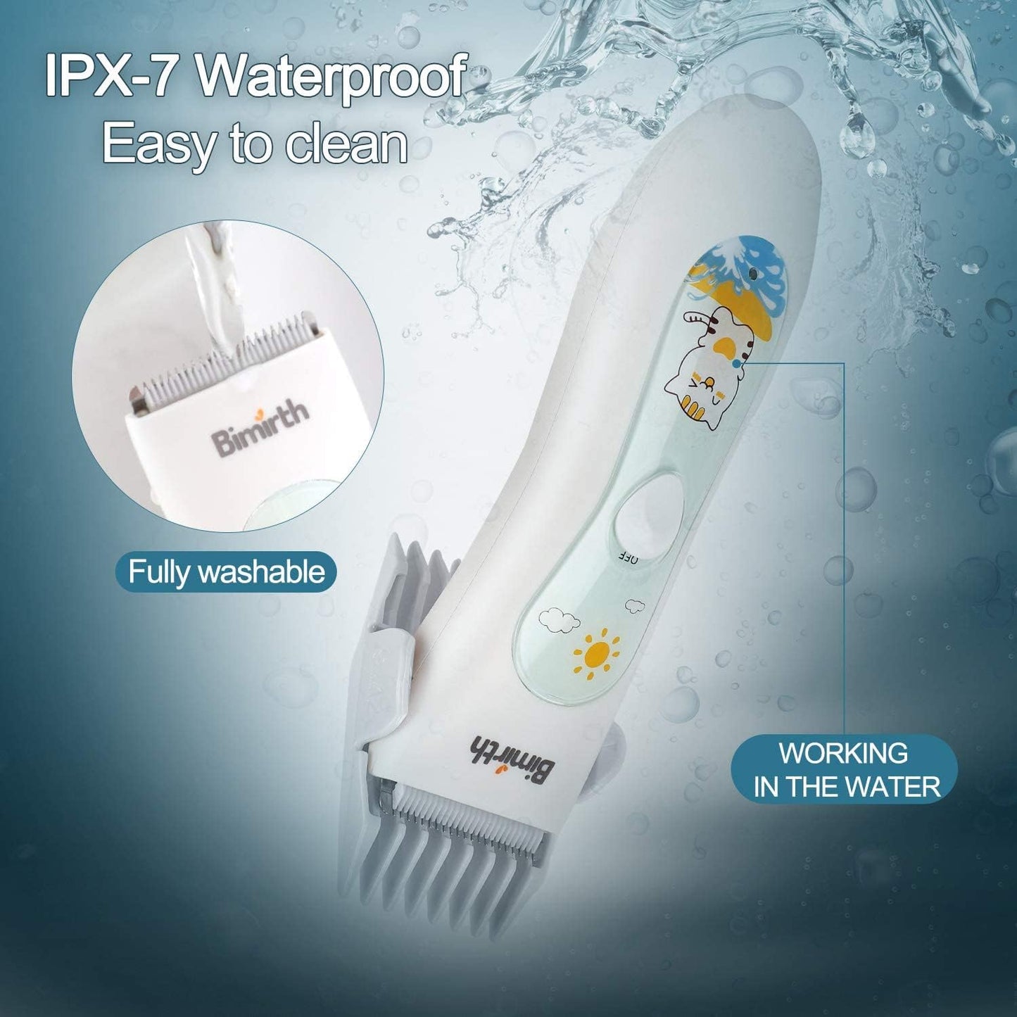 Bimirth Baby Hair Clipper - Hair Trimmer for Kids and Toddlers - Waterproof, Rechargeable, Cordless Hair Cutting Machine for Children (with Bag)