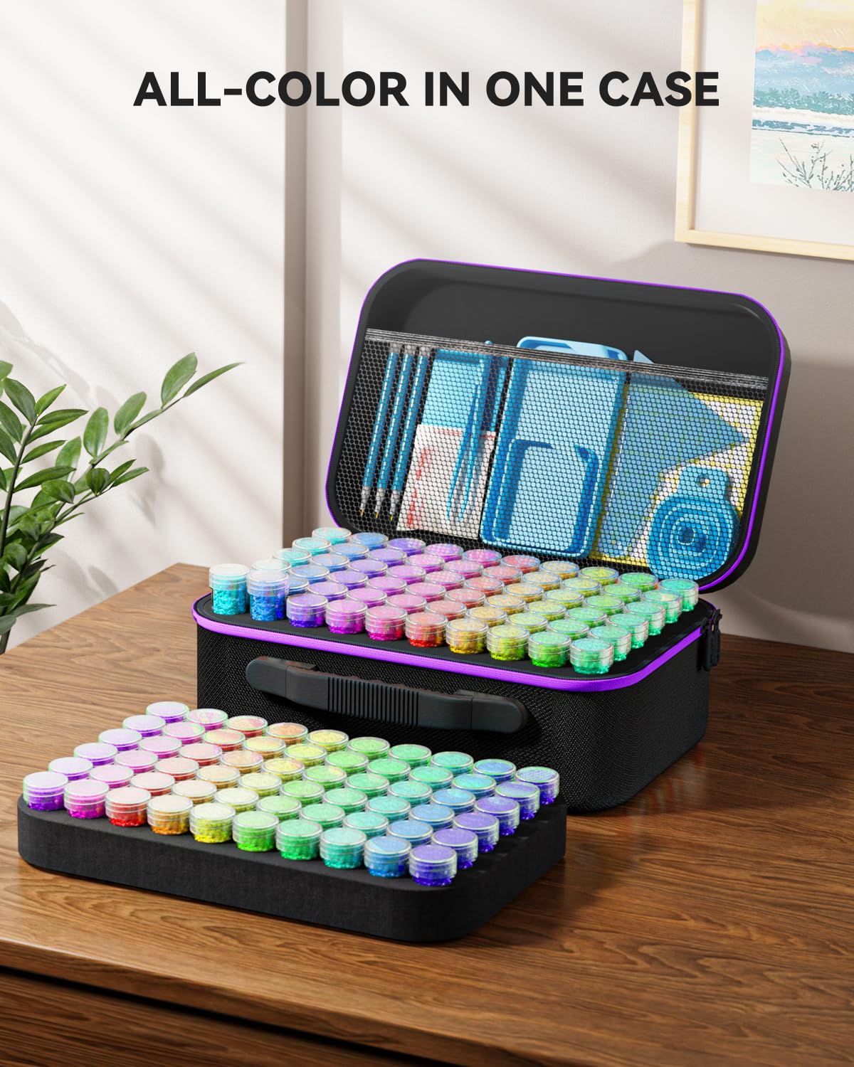 ARTDOT 120 Slots Diamond Painting Storage Containers Kits for Adults, Portable Peinture Diamant Rangement with Diamond Art Accessories and Tools