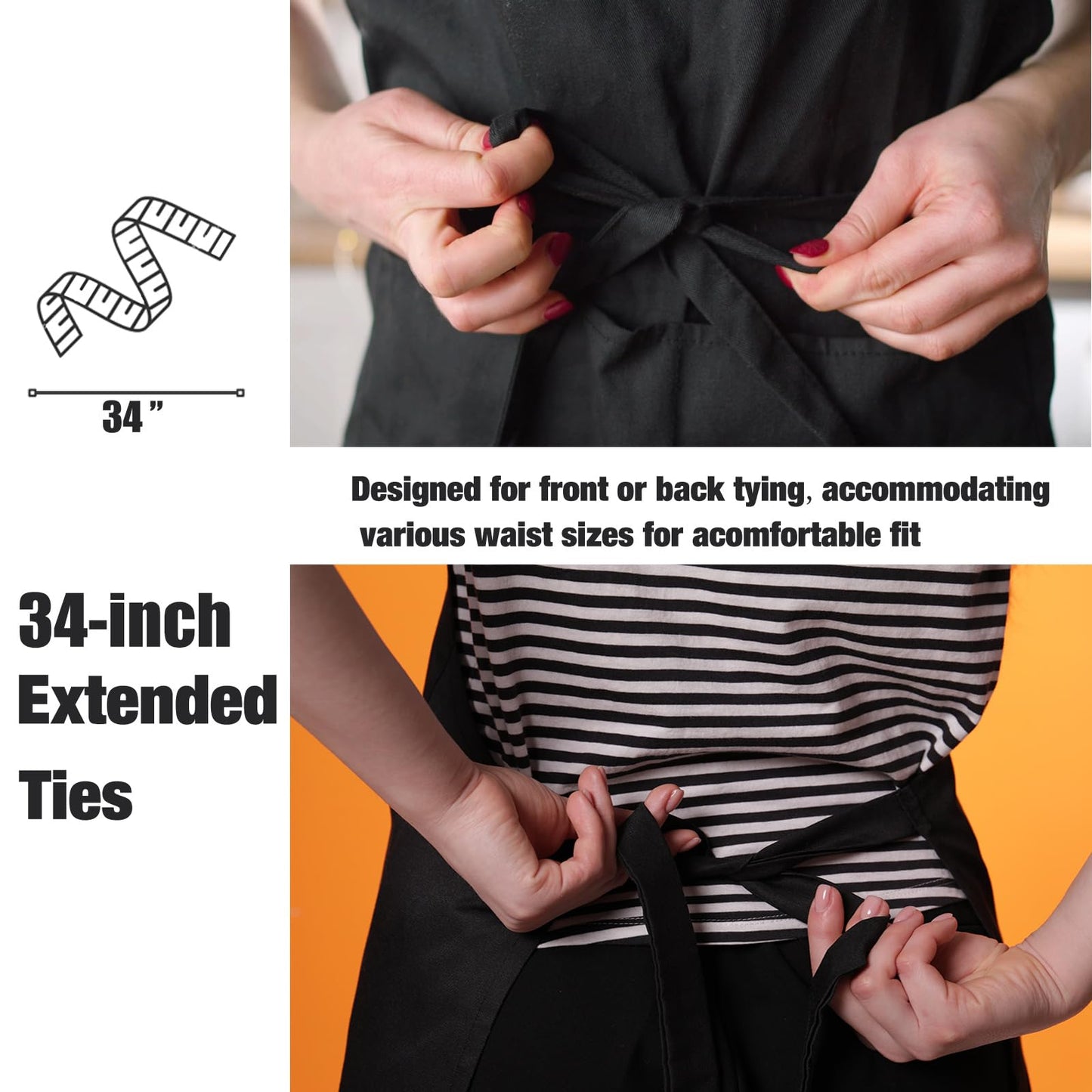NOBONDO 12 Pack Bib Apron - Unisex white Apron Bulk with 2 Roomy Pockets Machine Washable for Kitchen Crafting BBQ Drawing