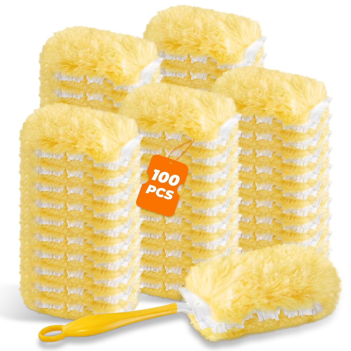 100 Count 360° Heavy Duty Duster Refills Compatible with Swiffer, Larger Size-Extra Thick Electrostatic Disposable dusters Refill for Electronics, Furniture, Blinds, Ceiling Fans, Unscented