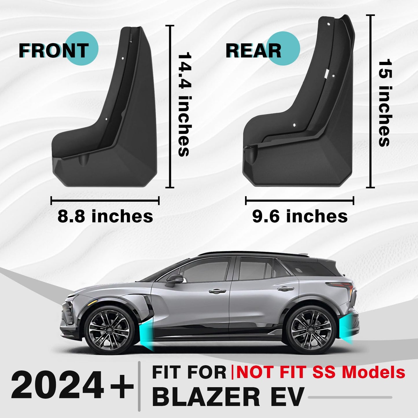 BestEvMod Mud Flaps Splash Guards Fit for Chevrolet Blazer EV 2026 2025 2024 Accessories Fender Dirt Protection Winter Sediment Dirt Protection No Need to Drill Holes Set of 4 NOT FIT SS Models