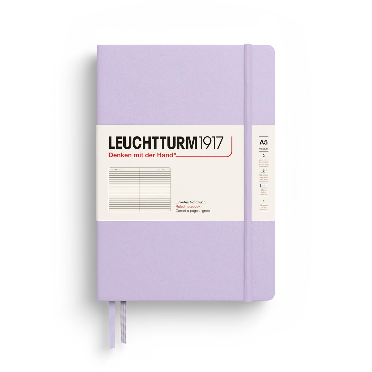 LEUCHTTURM1917 - Notebook Hardcover Medium A5-251 Numbered Pages for Writing and Journaling (Lilac, Ruled)