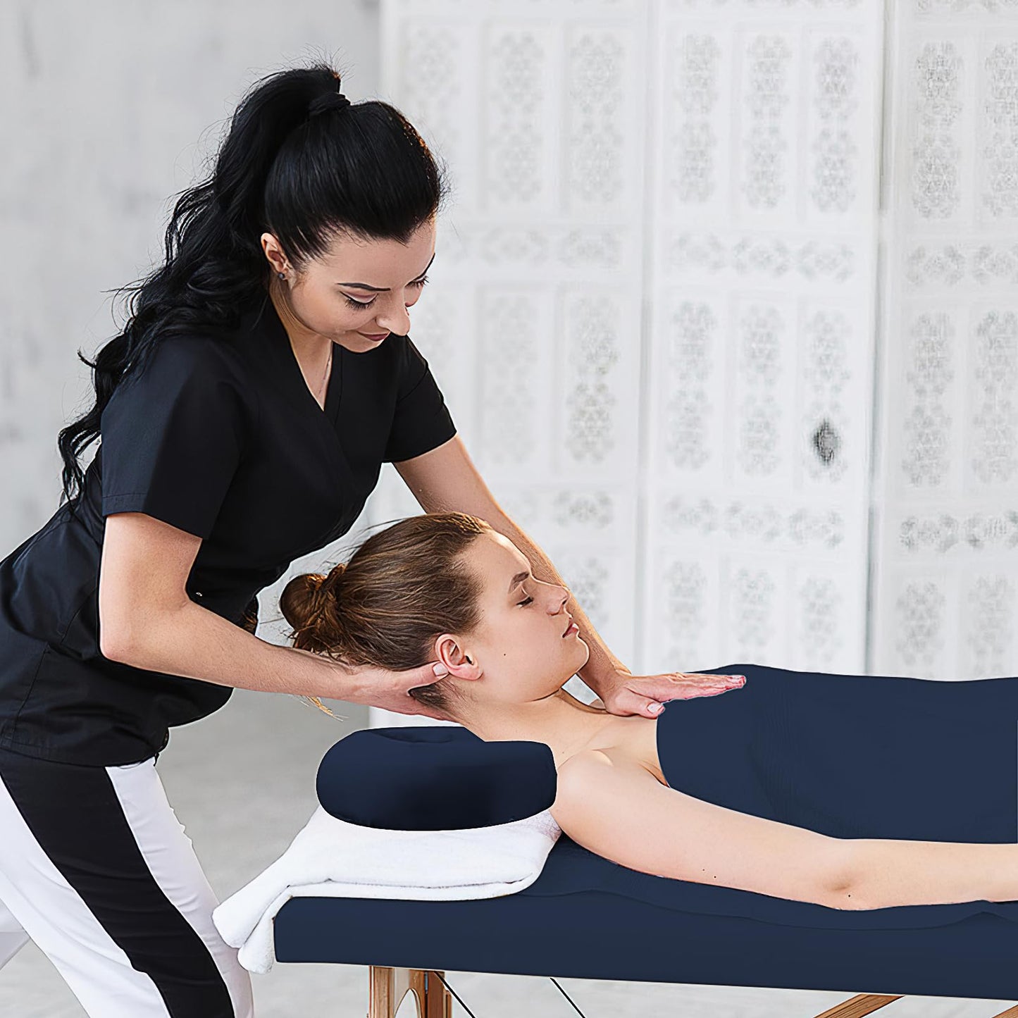 4 Sets Massage Bed Sheets Soft Microfiber, Spa Bed Sheets for Esthetician Includes Massage Table Cover, Fitted Sheet, Face Rest Cover, Resistant Oil and Wrinkle (4 Colors)