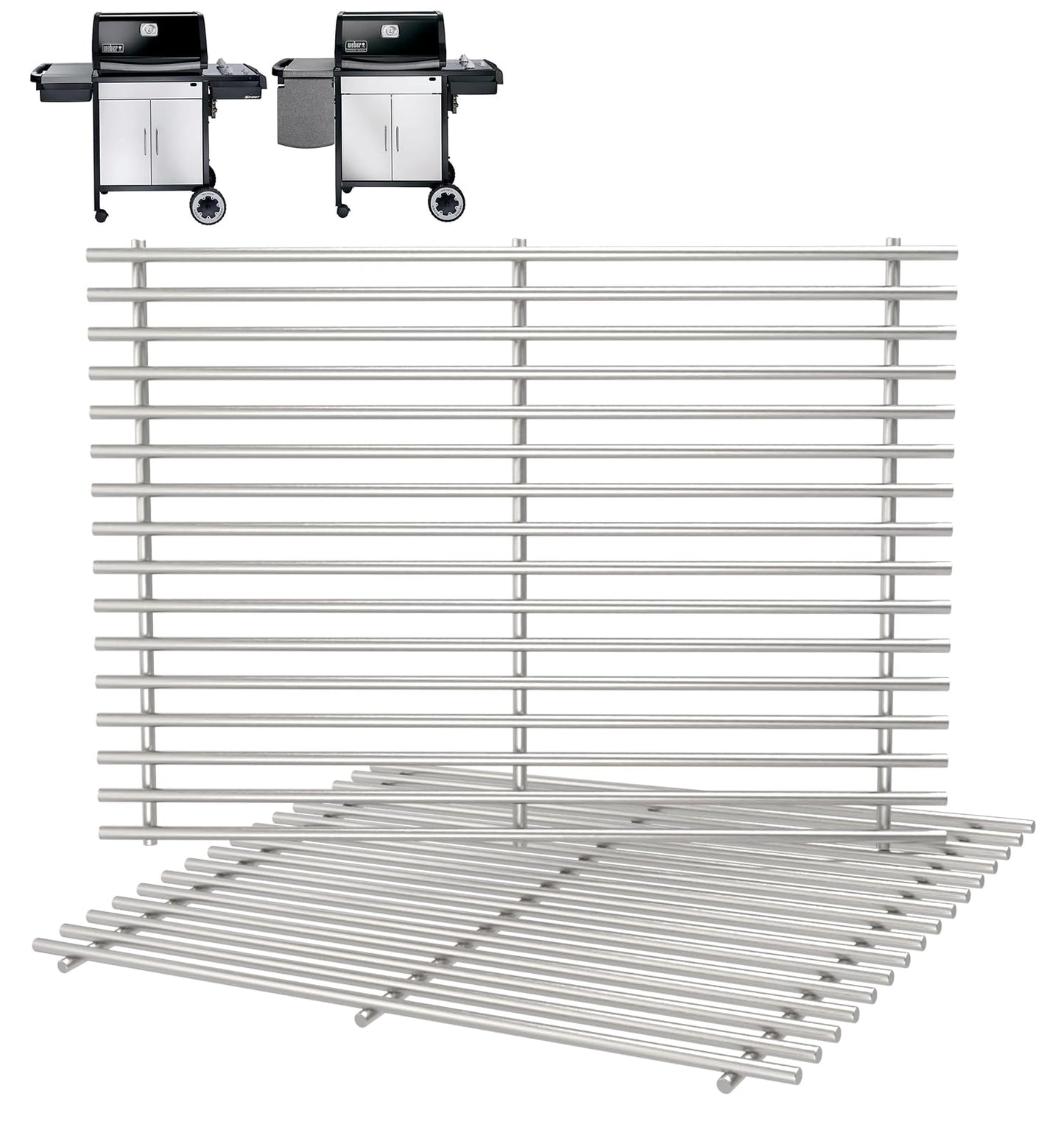 15" x 11 1/4" Grill Grates for Weber Spirit 200, E210, Genesis Silver A, Spirit 500 Grills with Side Control, for Weber 65904, 7521, 7522, 7523, Heavy Duty Stainless Steel, 2PCS