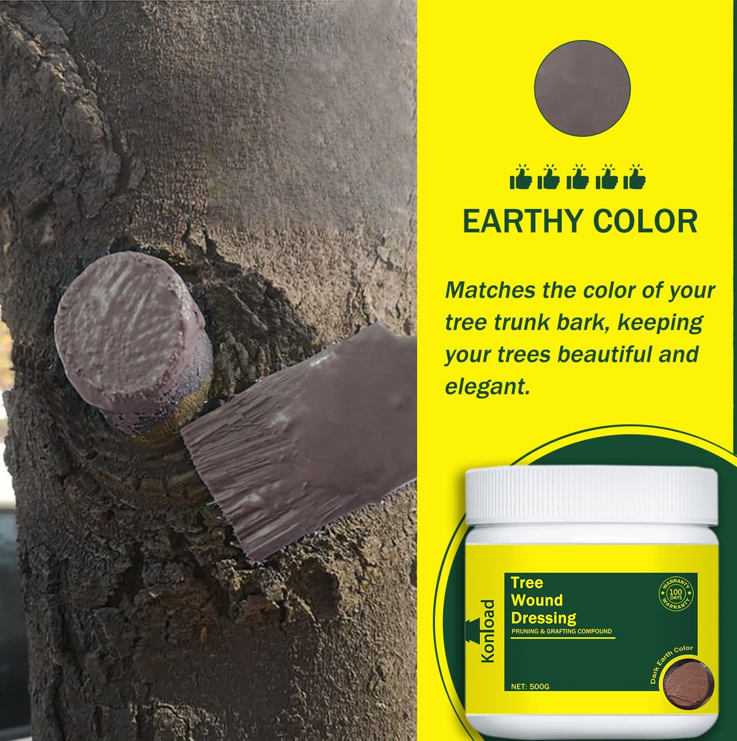 Konload Tree Wound Sealer-500g Tree Wound Dressing for Bark Damage Repair Pruning Seal/Bonsai Cutting Paste Trunk Paint Protection Grafting Wax