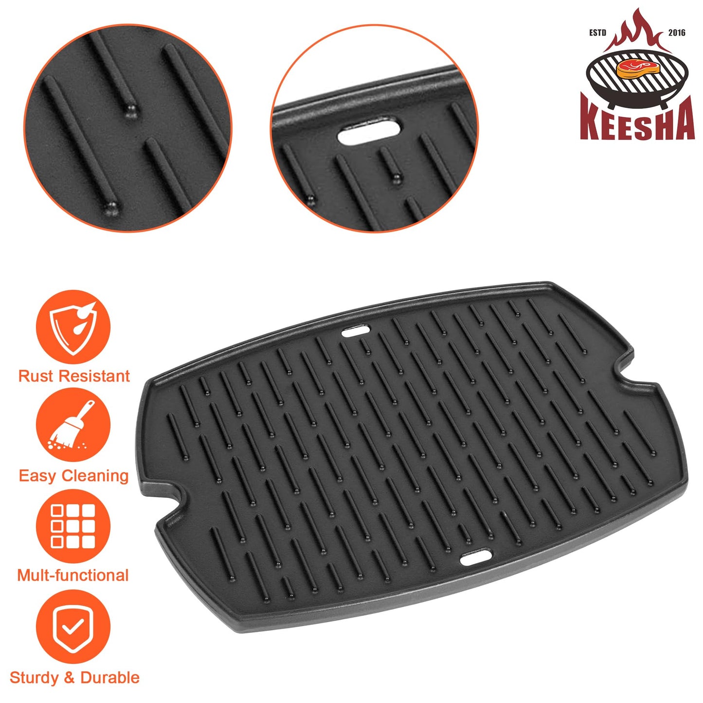 KEESHA 7582 Griddle Replacement Parts for Weber Q1200 Q1000 Q1400 Q100 Q120 Q140 Grills, Griddle Insert 65810 7644 69934 65465, Baby Q, Weber 50060001 50060301 386001 386002 Grill Parts