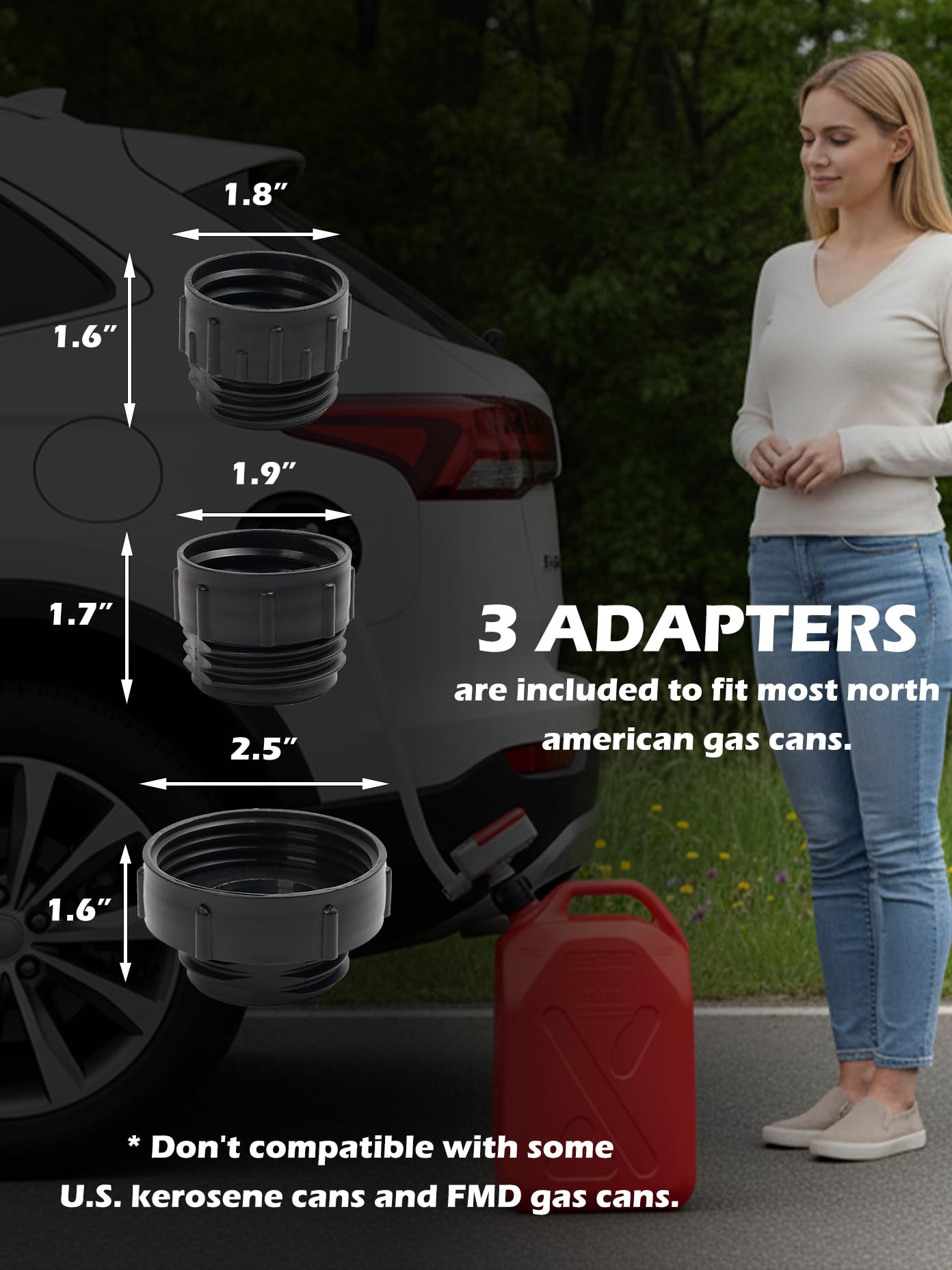 Battery Powered Fuel Transfer Pump/Portable Automatic Siphon Jerry Gas Pump for Gasoline Diesel Fuel Fluid Liquid with Auto-stop Flexible Long Hose and 3 Adaptors Fit Most Gas Cans