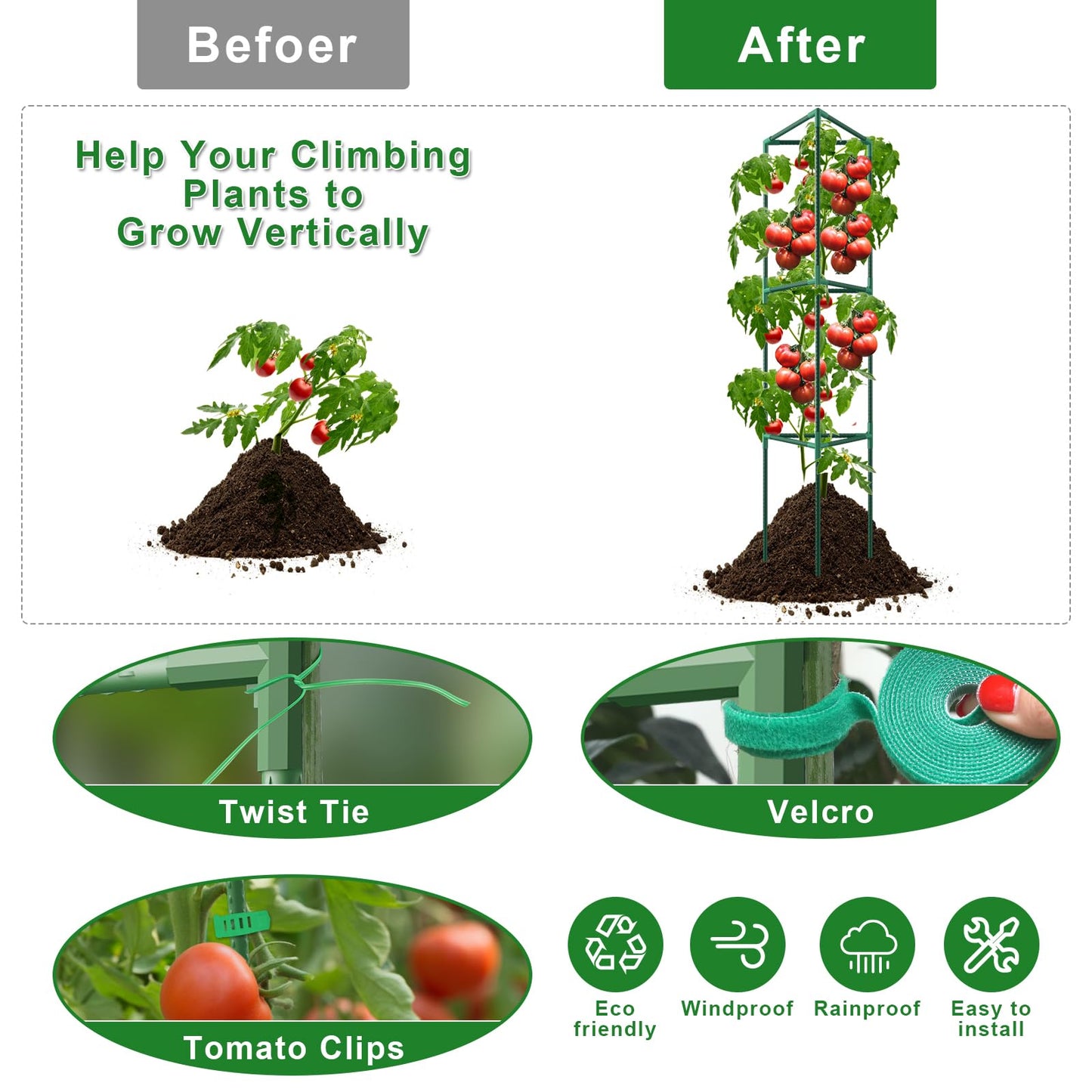 3 Pack Tomato Cages for Garden, 46.85Inches Tall Tomato Plant Support Stakes Adjustable Heavy Duty Steel Plant Tower Stakes, Updated Cucumber Trellis Garden Cages for Climbing Vegetable Flowers Fruits