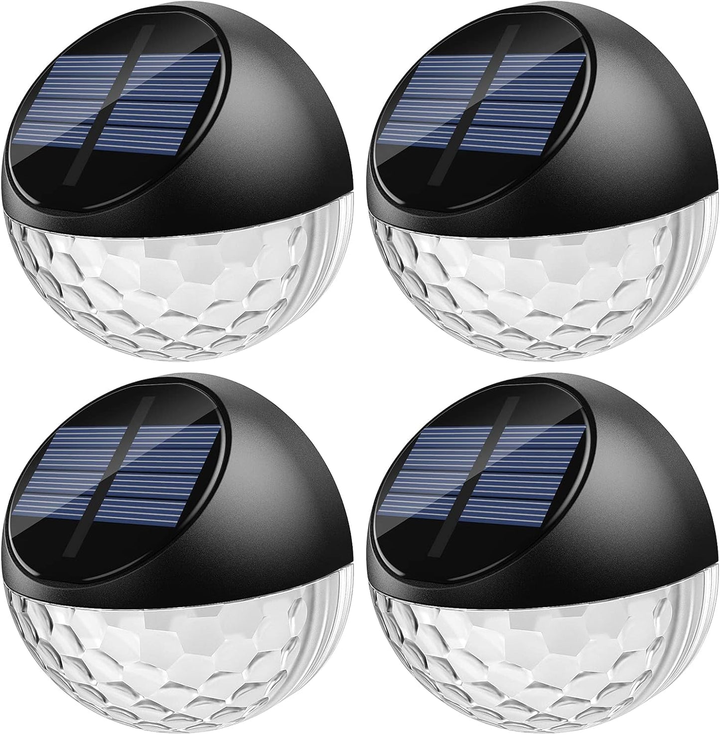 Quntis Solar Fence Lights Outdoor, 4 Pack Solar Lights Outdoor with Dusk to Dawn Sensor, IP65 Waterproof Decorative Wall Lights, Warm White Solar Garden Lights for Fence Patio Backyard Balcony Railing