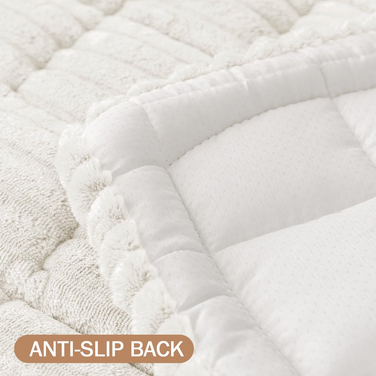 smiry Couch Cover for Dogs Washable, Non Slip Fuzzy Pet Couch Covers for 3 Cushion Sofa Pet Friendly, Thick Soft Sofa Slipcovers Cushion Protector (White, 27.6" x 82.7")