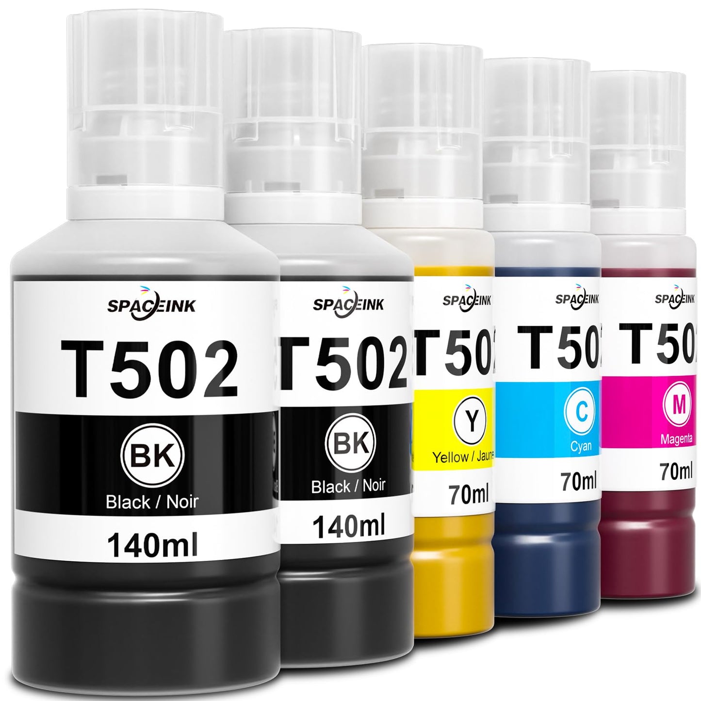 502 Ink Refill Bottles for Ecotank ET-4850 ET-2850 ET-3830 ET-3850 ET-2760 ET-2750 ET-4760 ET-3750 ET-15000 ET-3760 ET-3710 ET-3700 ET-4750 ET-2700 Printer, Large Capacity Combination Pack (2BK CMY)