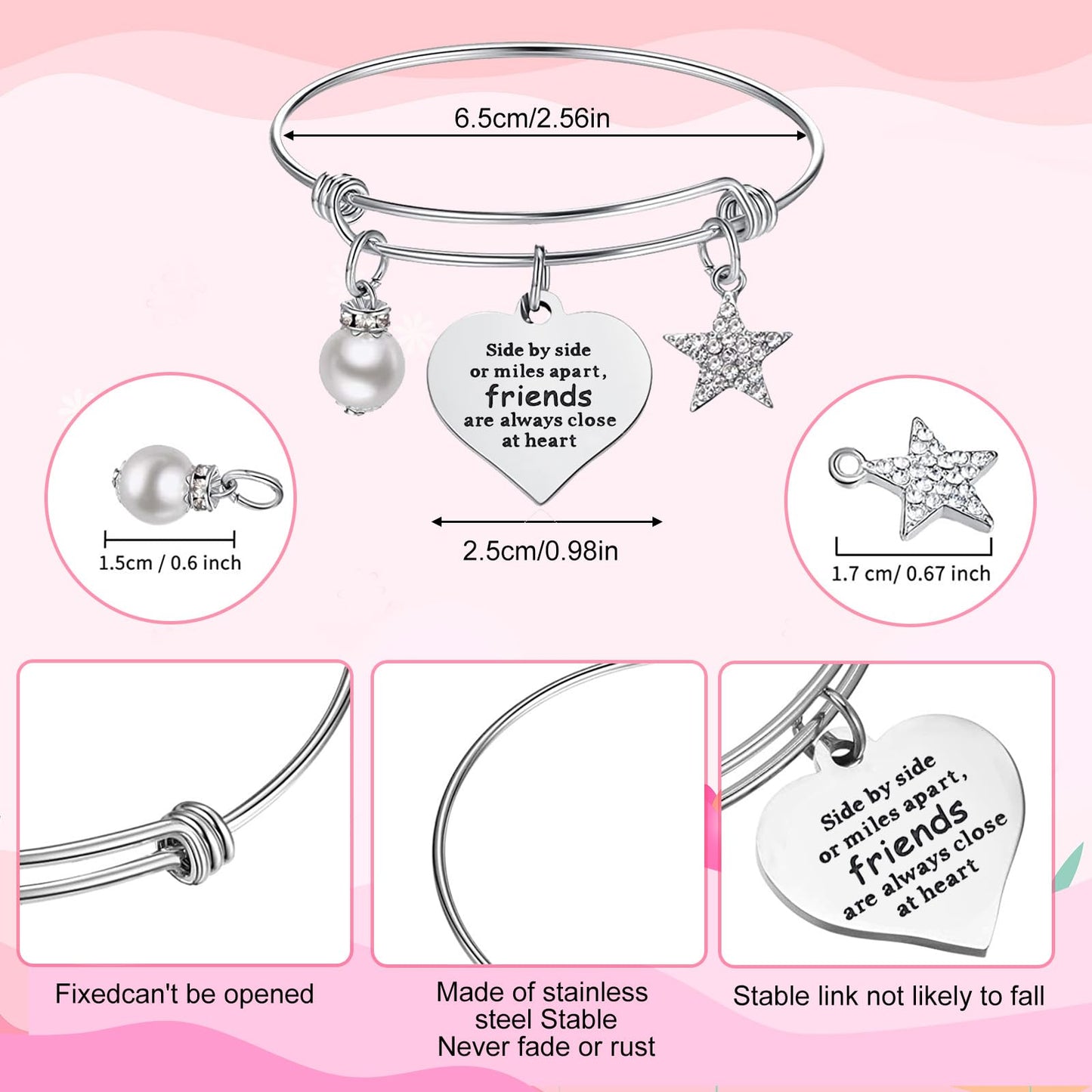 Abbylike 20 Pieces Friends Gifts Bulk for Women Friendships Bracelet Makeup Bag Friendsgiving Long Distance Gifts for Galentines Valentine Day Friend Group Birthday Family Sister