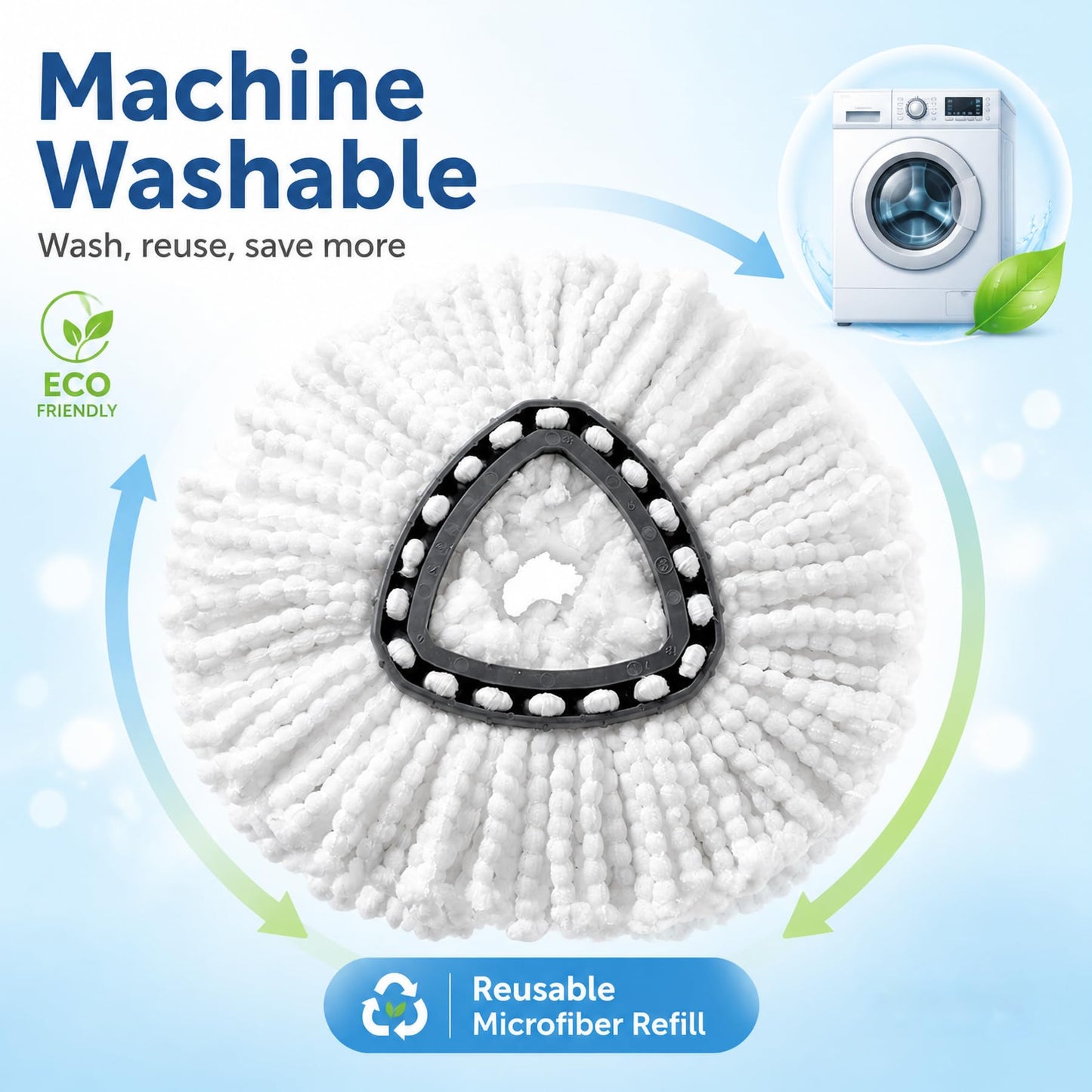 Bibikulala 12 Pack Spin Mop Head Refills Compatible with Vileda Mop Head 1-Tank System, Mop Heads Replacement for for Wet Mopping & Dry Dusting, Machine Washable