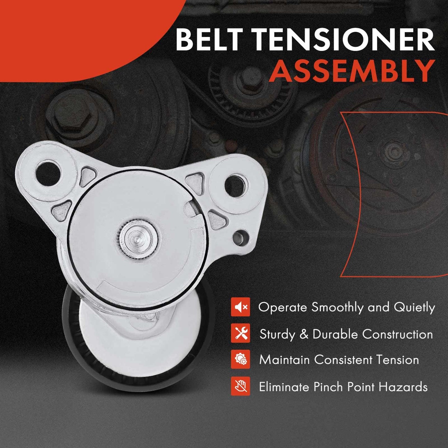 A-Premium Belt Tensioner Assembly with Pulley Compatible with Jeep Compass/Patriot 2007-2017 & Dodge Journey 2009-2019, Avenger, Caliber & Chrysler 200, Sebring & Mitsubishi Outlander Sport, Lancer