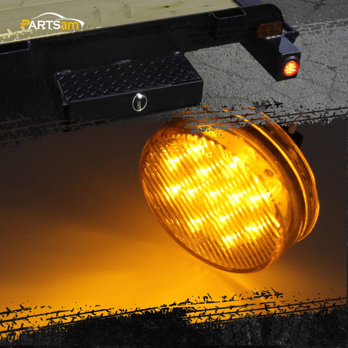 Partsam 10pcs 2.5" Round Amber Trailer 13LED Side Marker, 2.5 Inch Clearance Lights for Trailer Truck, Sealed Waterproof, 12V