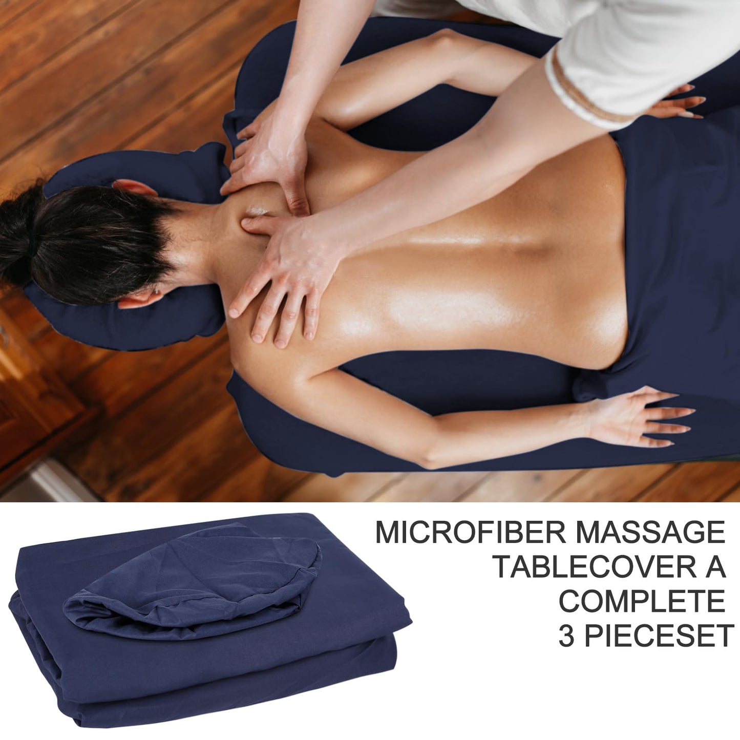 Microfiber Massage Sheet Set, Massage Table Fitted Sheets Resistant Oil and Wrinkle, Spa Bed Cover Esthetician Includes Massage Table Cover, Fitted Sheets, Face Rest Cover (4pcs Blue)