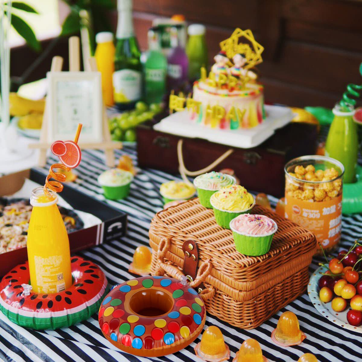 40 Pack Inflatable Drink Holders, Drink Floats Inflatable Pool Cup Holder Coasters for Pool Party