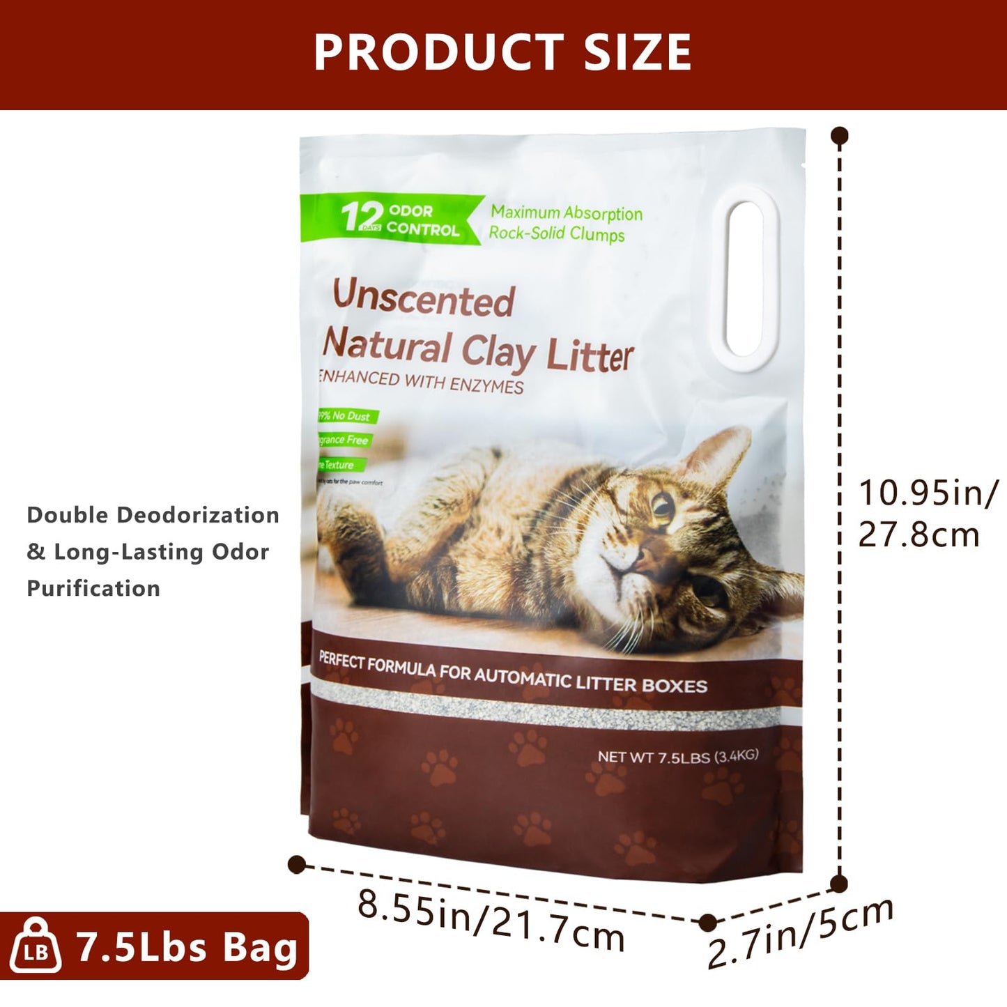 Coziley Clumping Cat Litters 2 Pack, 7.5lb Sodium Bentonite Cat Litter - Fast Clumping, Dual Odor Control with Enzymes, Low Dust & Safe for Cats