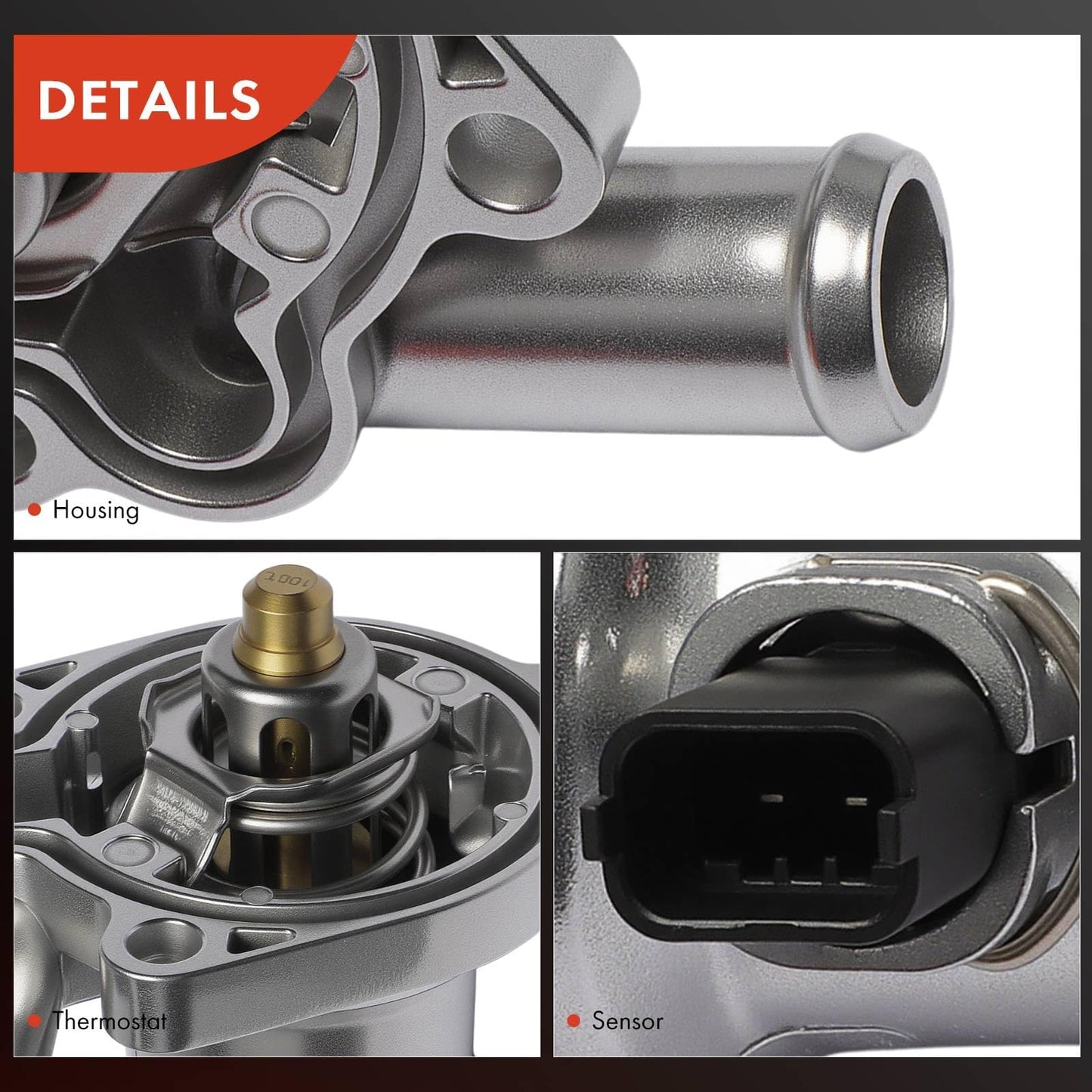A-Premium Engine Coolant Thermostat Housing Assembly with O-ring Compatible with Chevrolet Cruze 2011-2016, Sonic 2012-2020, Trax 2013-2021, Cruze Limited 2016 & Buick Encore 2013-2021, 1.4L